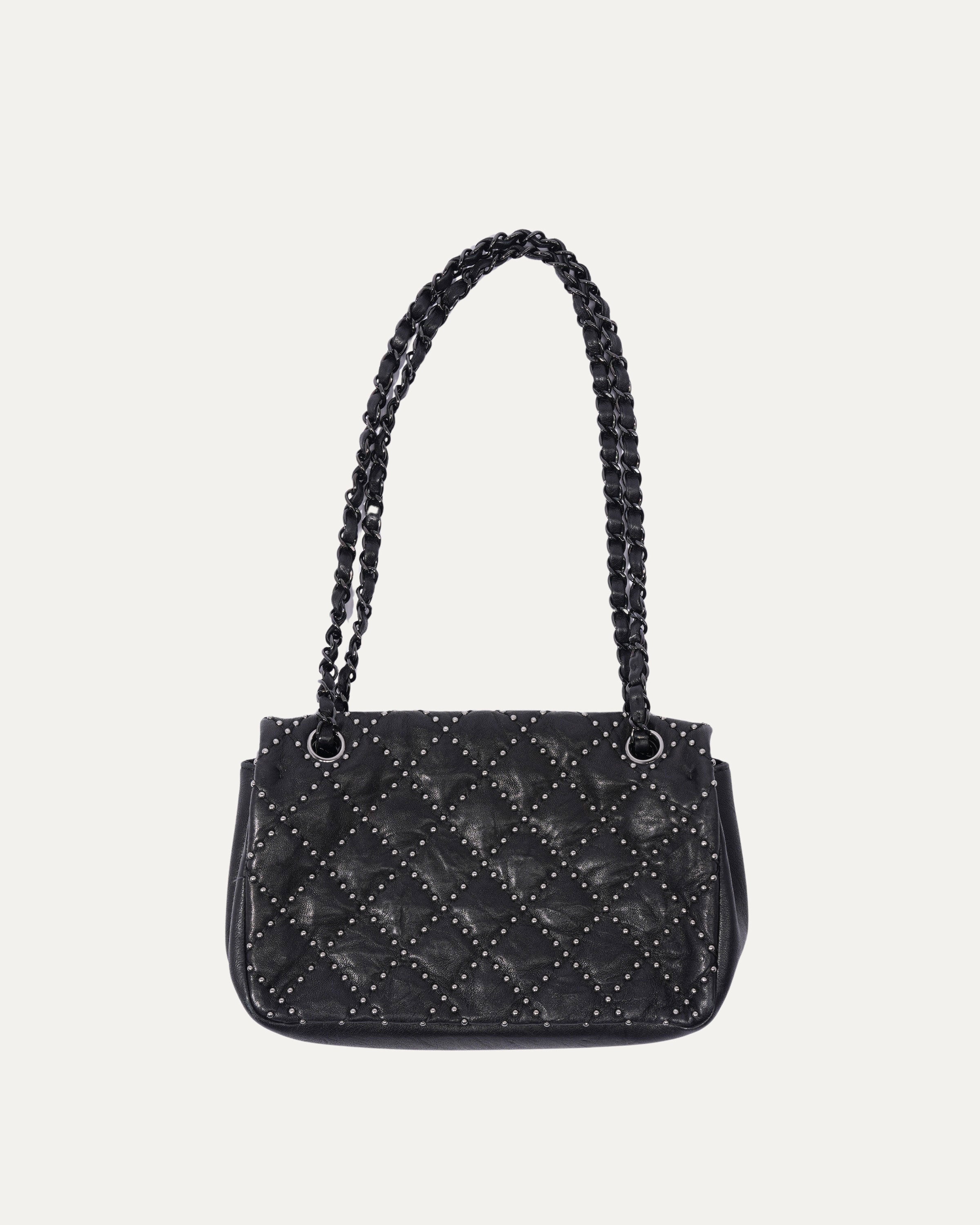 2014 Vintage Washed Lambskin Leather Crossbody Bag with Studded Metal Accents - Perfect for Casual Outings, Date Nights & Travel Accessories