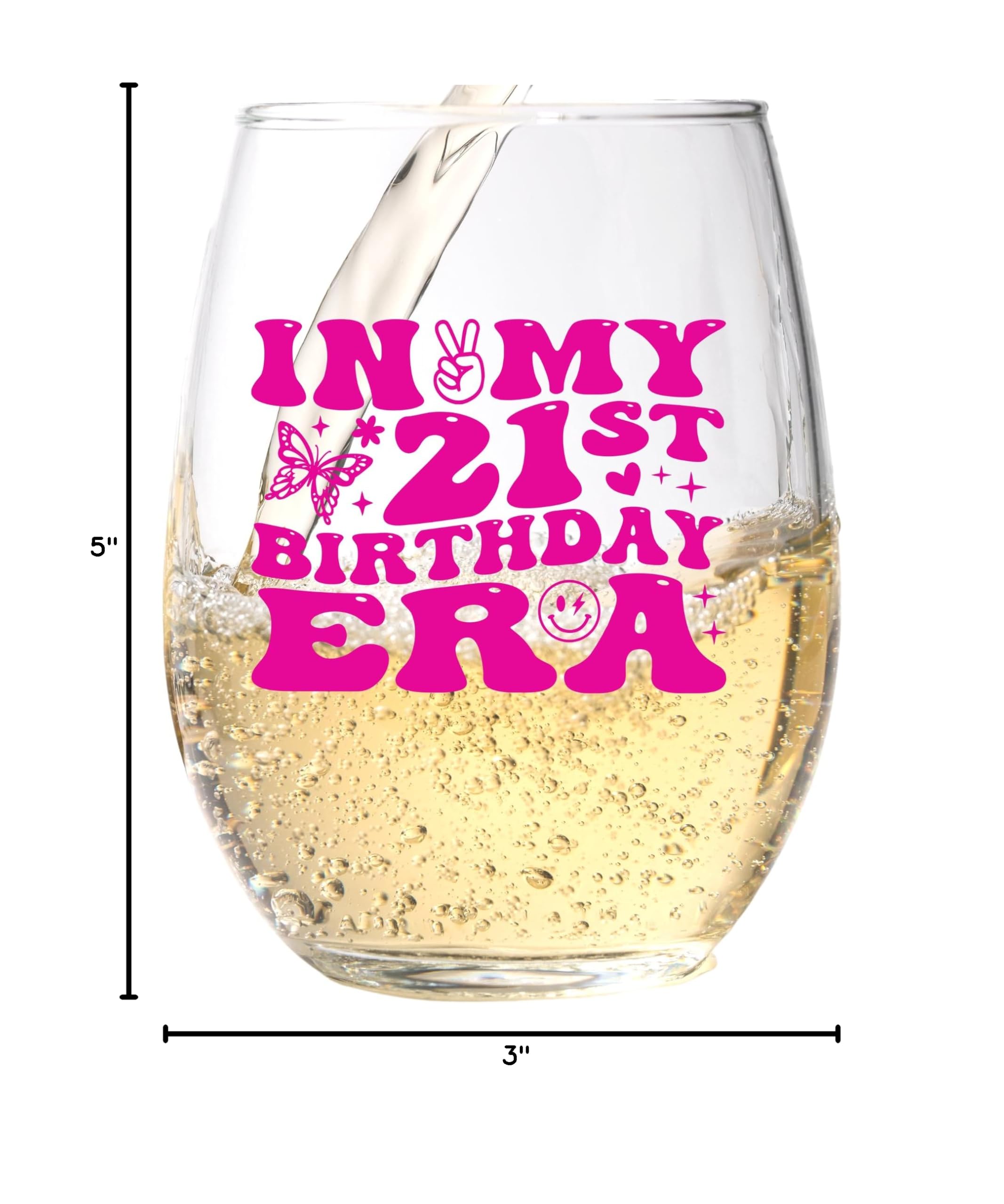 21st Birthday Wine Glass - Funny & Personalized Gift for Him, Her, Daughter, Sister, Best Friend - Perfect for 21st Birthday Party Decorations & Celebrations - Ideal for Toasting, Gifting & Memorable Moments - Clear Glass