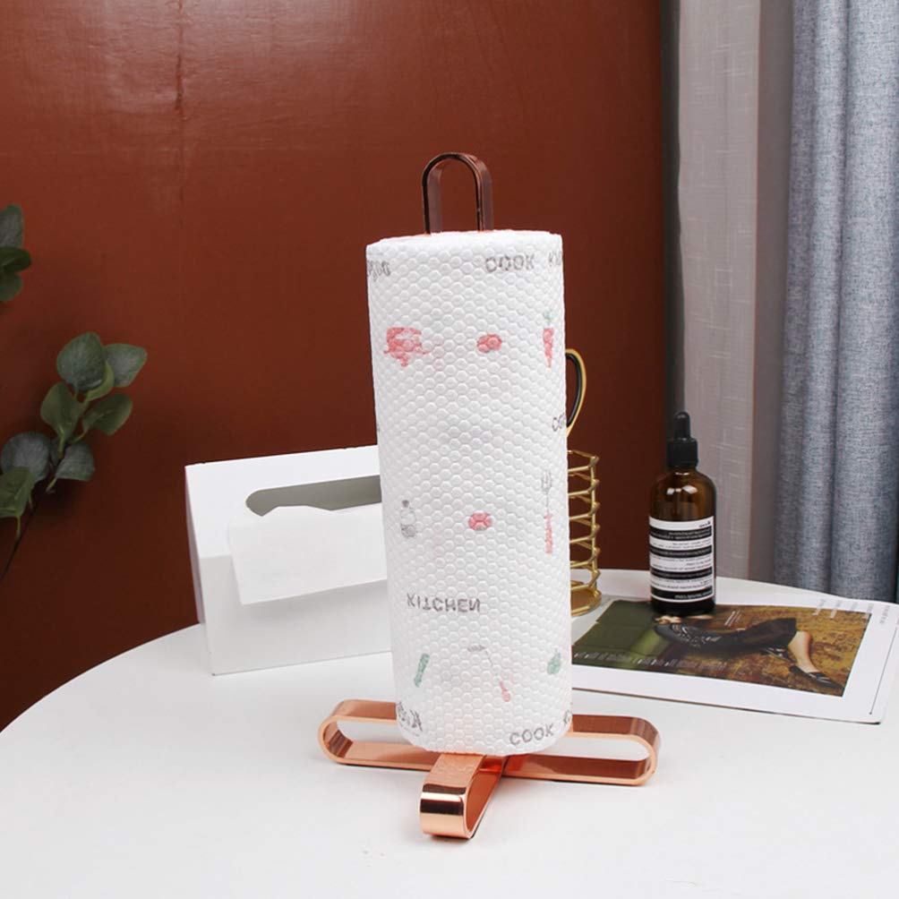 Rose Gold Paper Towel Holder & Dispenser - Sturdy Kitchen, Bathroom, Hotel Towel Stand for Home & Commercial Use | Elegant Storage Solution for Paper Towels & Toilet Paper Rolls