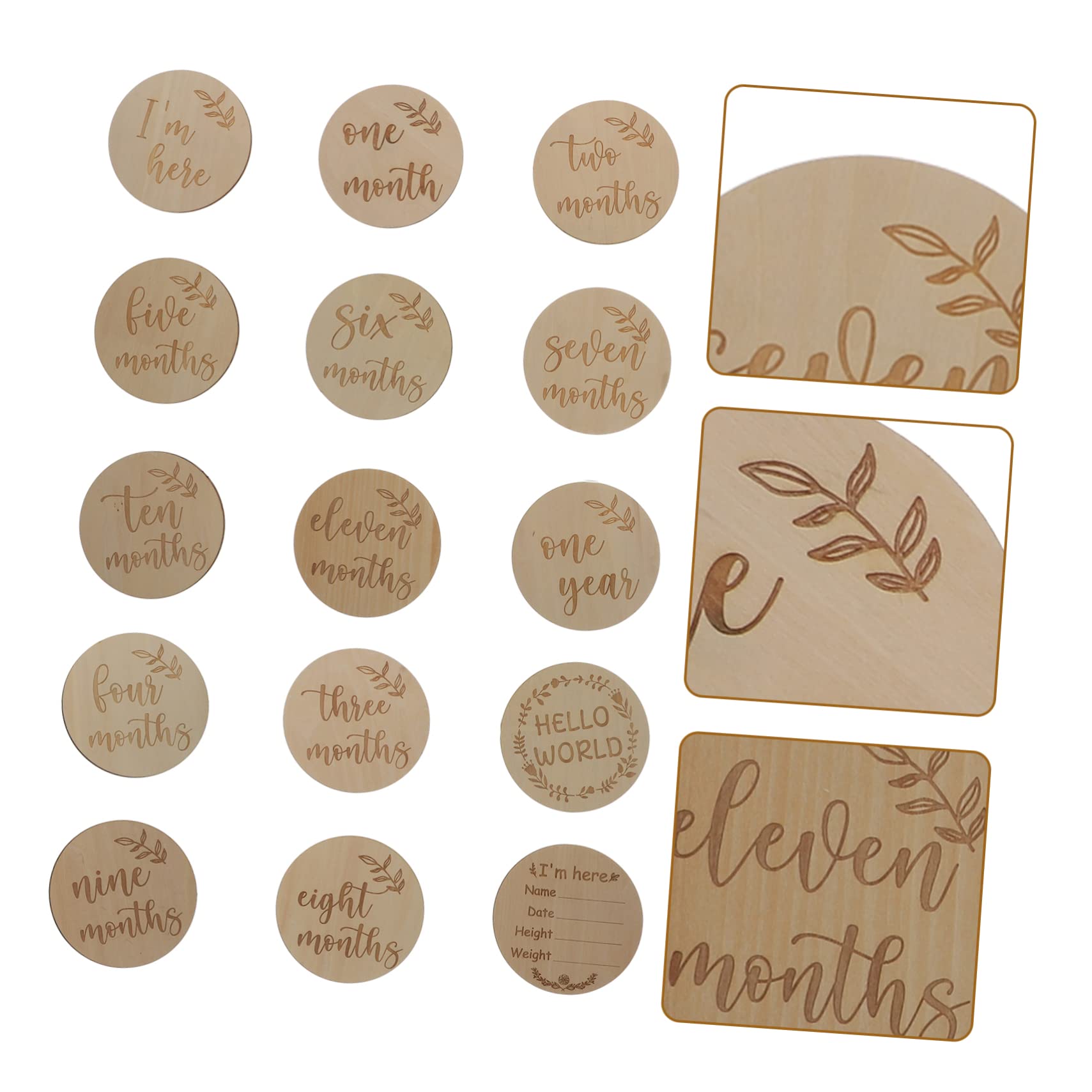 BIUDECO Wooden Baby Growth Tracker Set - Newborn Monthly Milestone Photo Cards for First Year - Perfect for Baby Showers, Nursery Decor & Monthly Photo Shoots