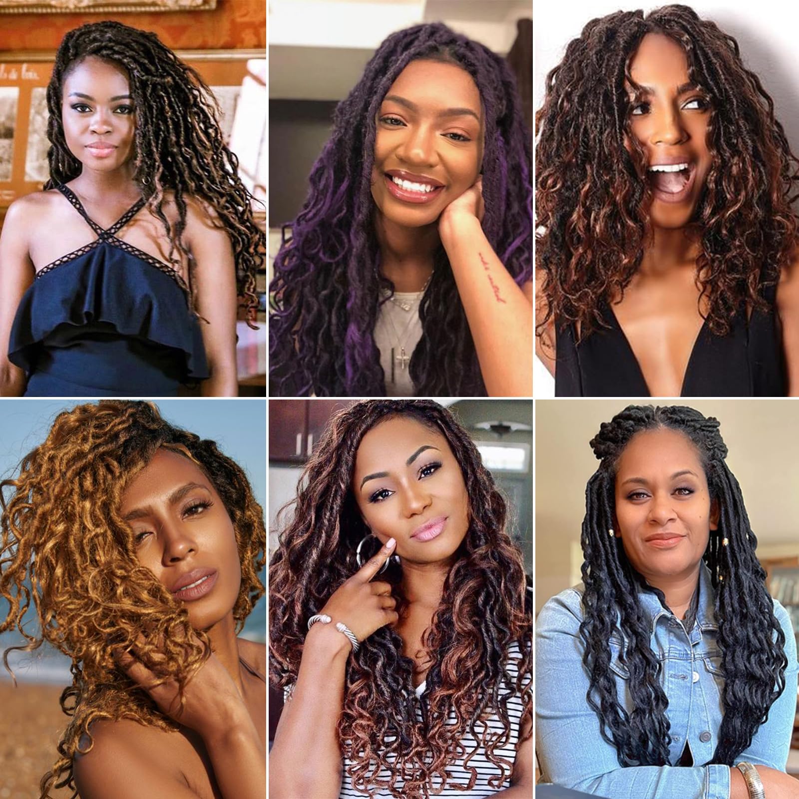 14 Inch Deep Faux Locs Crochet Hair - 8 Packs Goddess Locs Crochet Braids with Soft Curly Ends | Pre-Looped Wavy Crochet Hair for Black Women (1B) | Perfect for Protective Styling, Everyday Wear & Special Occasions