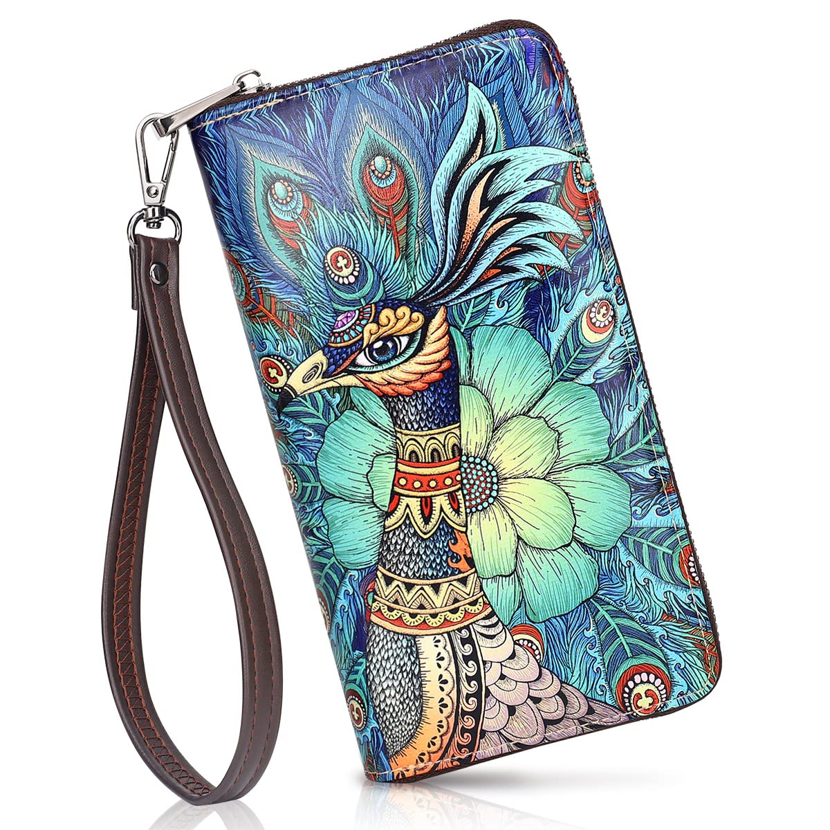 APHISON Women's RFID Blocking Wallet - Large Capacity Clutch Purse with Credit Card Slots & Phone Pocket - Cute Animal Prints (Moon, Cow, Cat, Elephant, Fox) - Perfect for Everyday Use, Travel, and Shopping