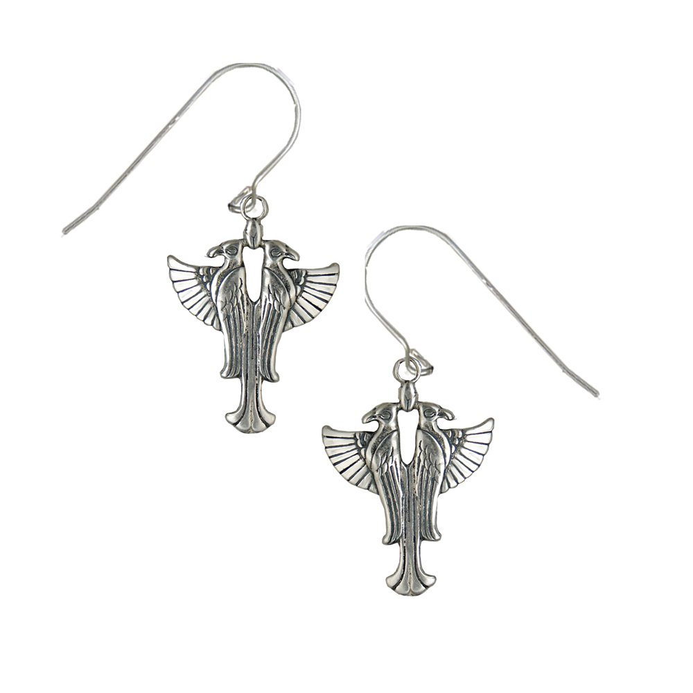 Sterling Silver Egyptian Falcon Drop Dangle Earrings - Handmade Jewelry for Women, Vintage Boho Style Accessories | Perfect for Parties, Weddings & Everyday Wear