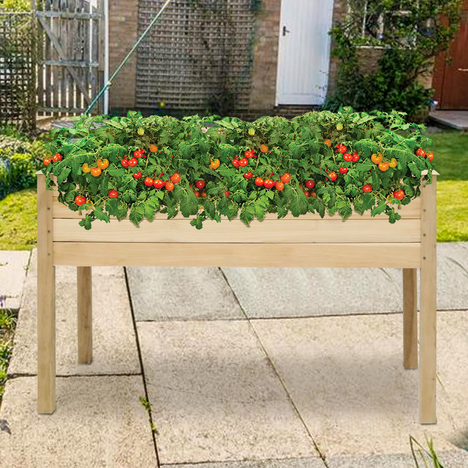 Kinbor 48x22x30 Inch Raised Garden Bed with Legs - Elevated Wooden Planter Box for Vegetables, Flowers & Herbs | Perfect for Gardening, Backyard, Patio, Balcony & Small Space Gardening