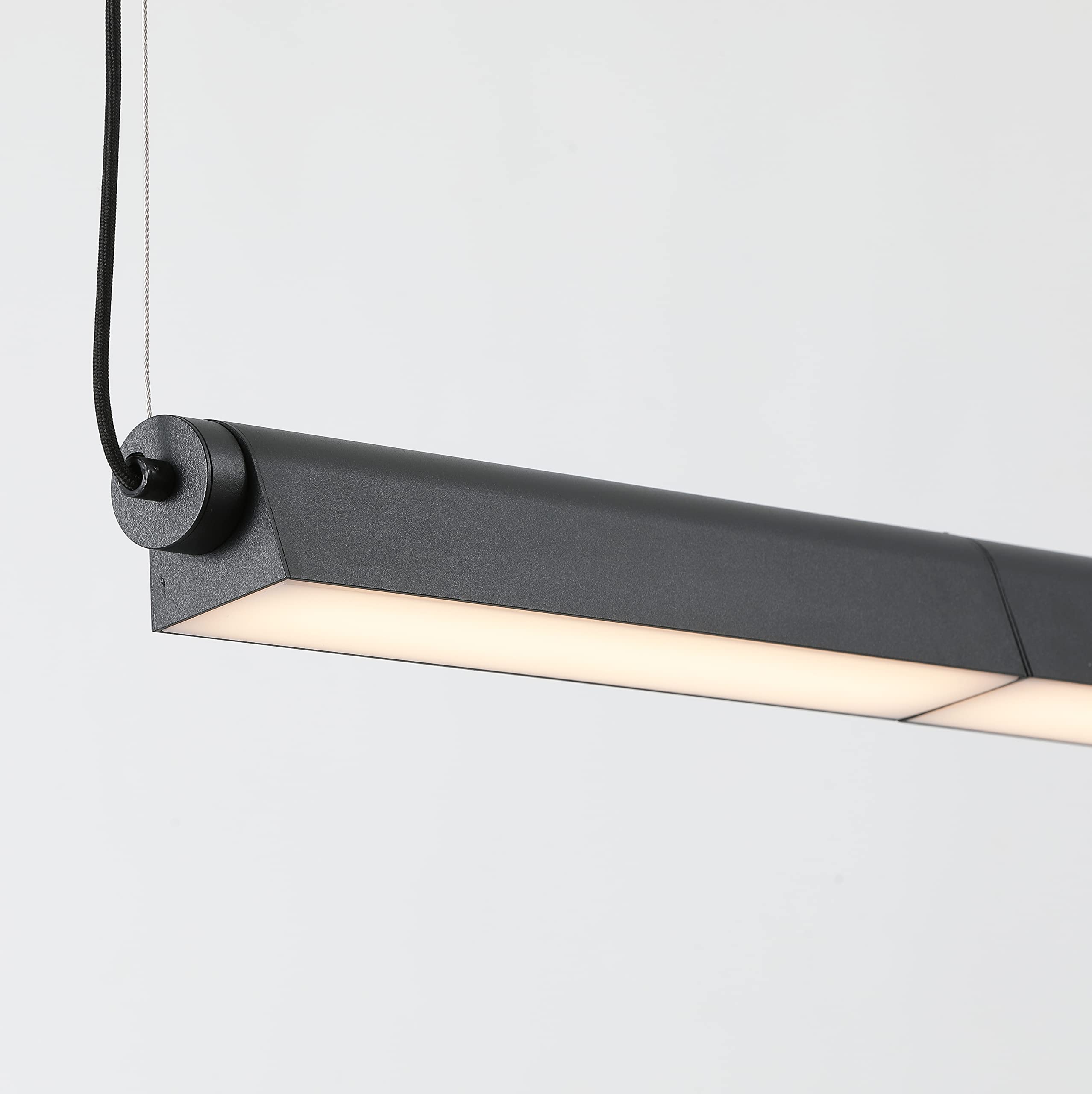 Modern LED Linear Hanging Pendant Ceiling Light - 3000K Warm White, 1578 Lumens, Black Finish - Perfect for Kitchen Island, Dining Room, and Office Lighting