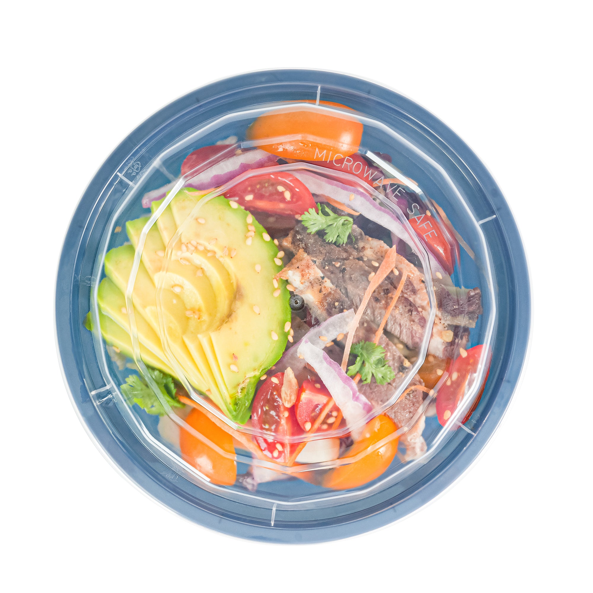 16 oz Midnight Blue Round Plastic Takeout Containers with Clear Lids - Microwave Safe (6.25