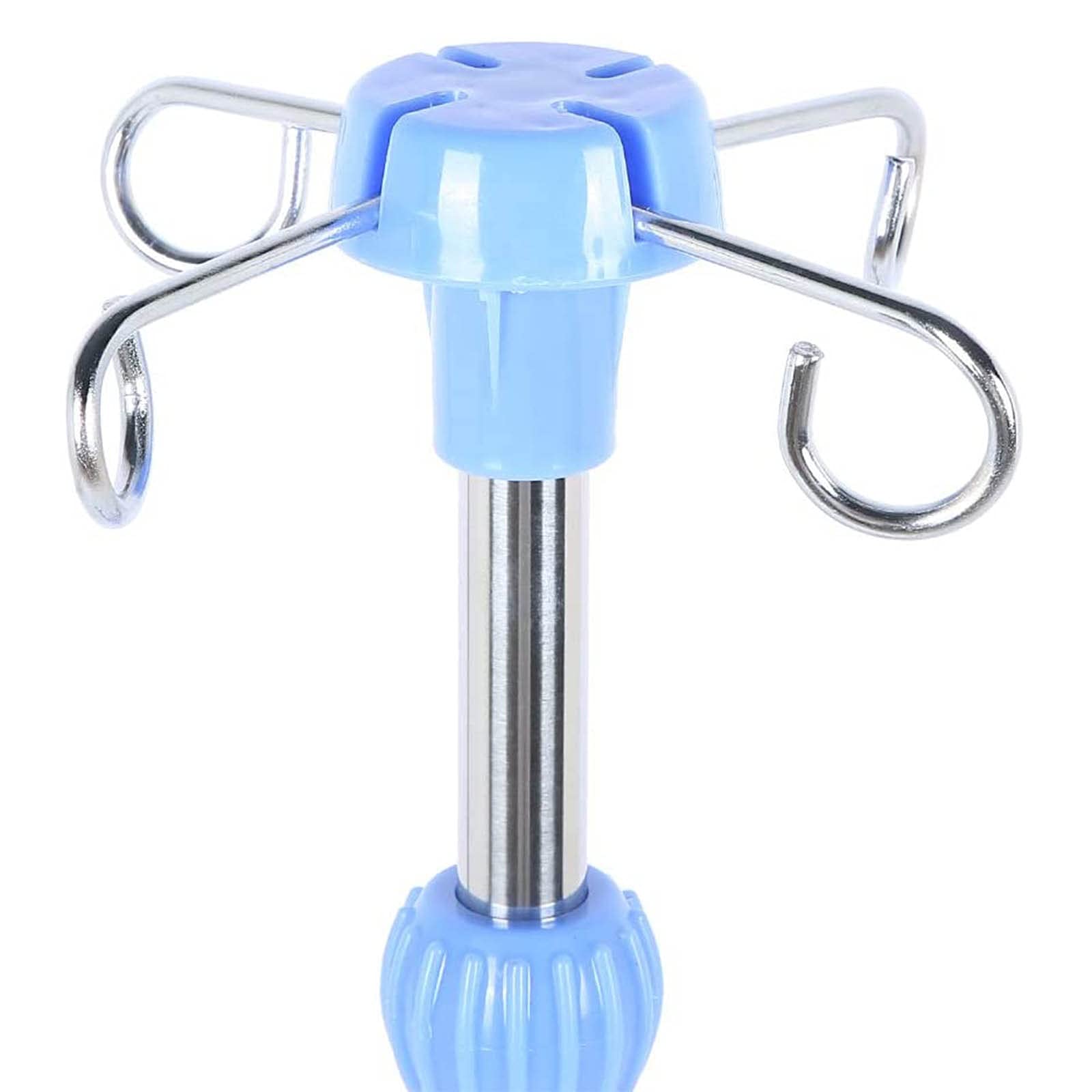 Portable Adjustable IV Stand with 4 Hooks - Stainless Steel Infusion Pole for IV Drip Bags - Perfect for Home Care, Hospital Use & Emergency Medical Scenarios
