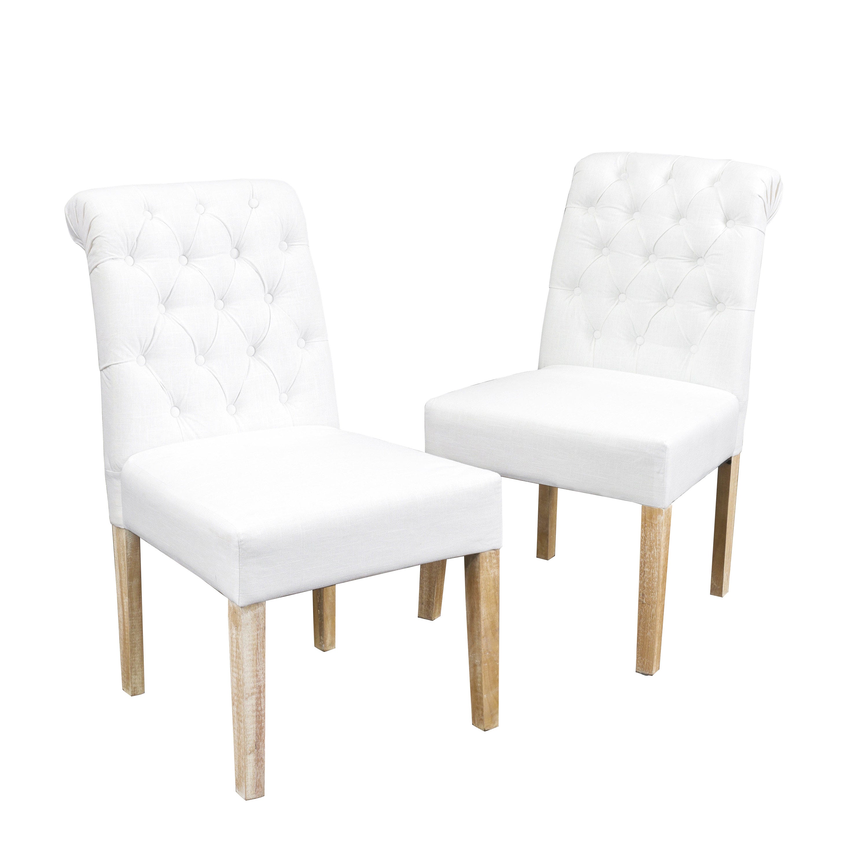 Broxton Tufted Dining Rolltop Chair Set of 2 - Modern Upholstered Kitchen Chairs for Dining Room, Breakfast Nook & Small Spaces