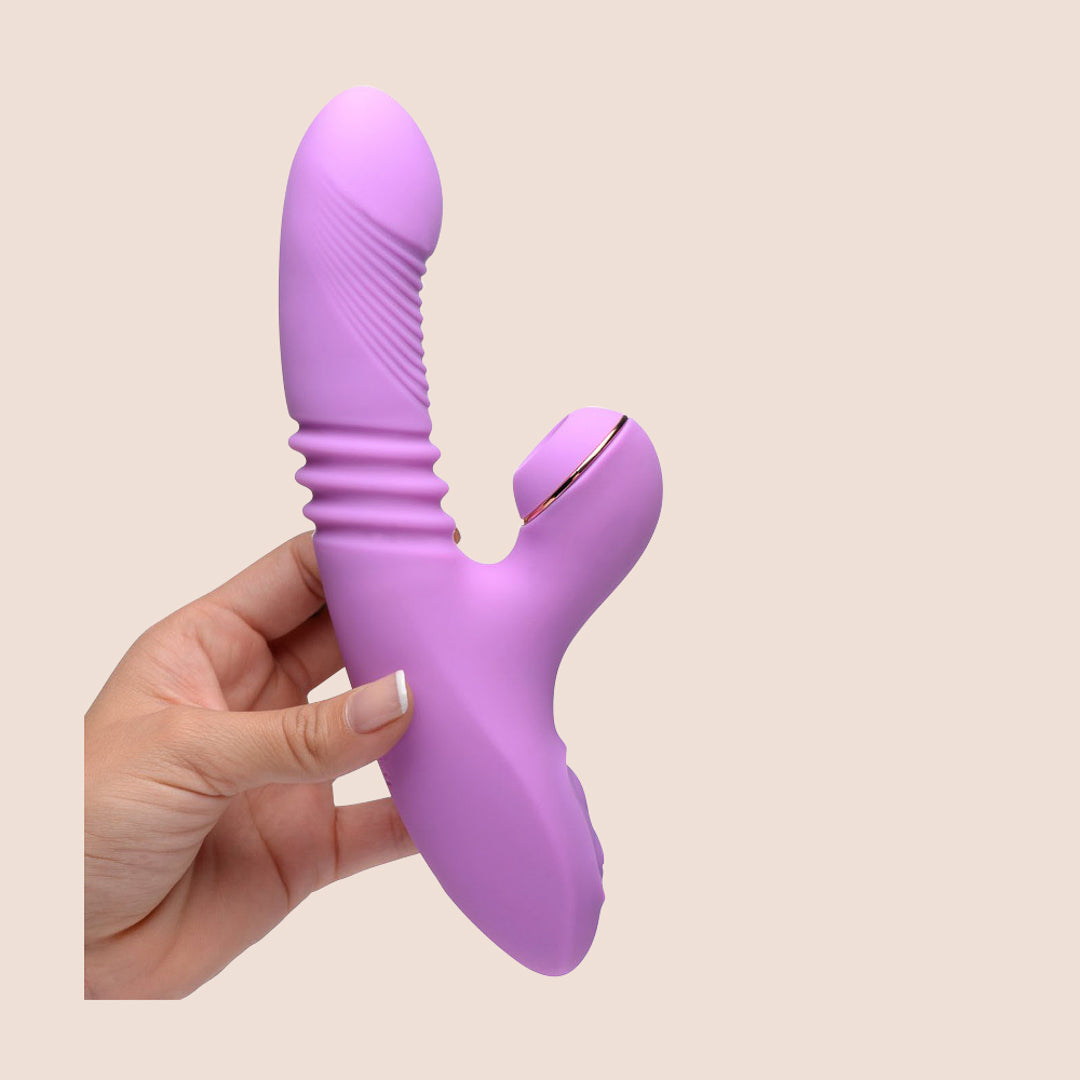 Premium Shegasm Thrusting & Suction Rabbit Vibrator - Dual Stimulation Luxury Sex Toy for Women | Perfect for Solo Play & Couples Intimacy | Waterproof & Rechargeable G-Spot & Clitoral Stimulator