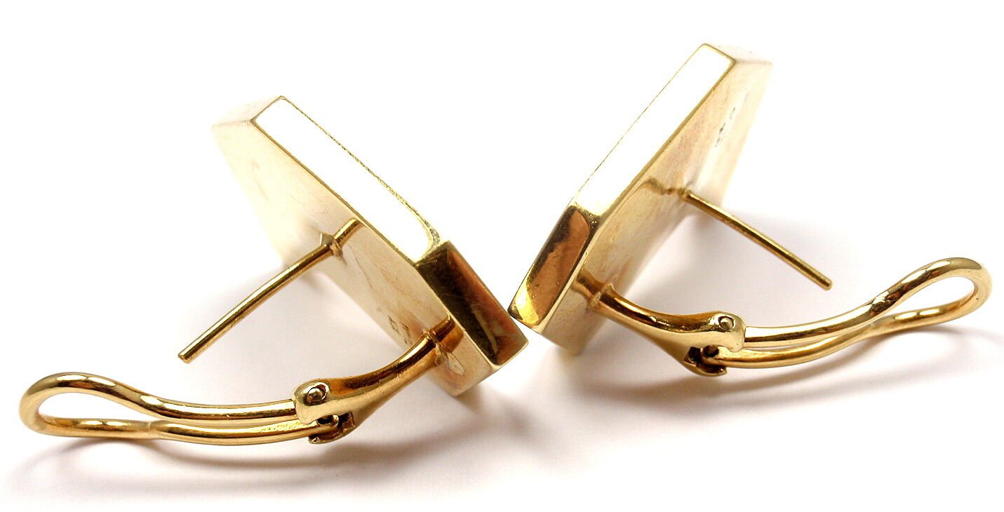 Authentic Tiffany & Co 18k Yellow Gold Black Jade Mother of Pearl Earrings - Luxury Jewelry for Women, Perfect for Weddings, Parties & Special Occasions