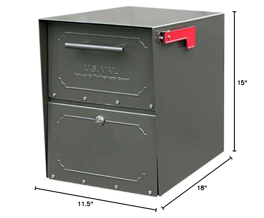 Oasis Jr. Curbside Locking Mailbox 15x11.5x18 Inch - Bronze Mailbox with Key, Secure Outdoor Mailbox for Home & Apartment - Perfect for Front Yard, Porch, and Driveway Installation