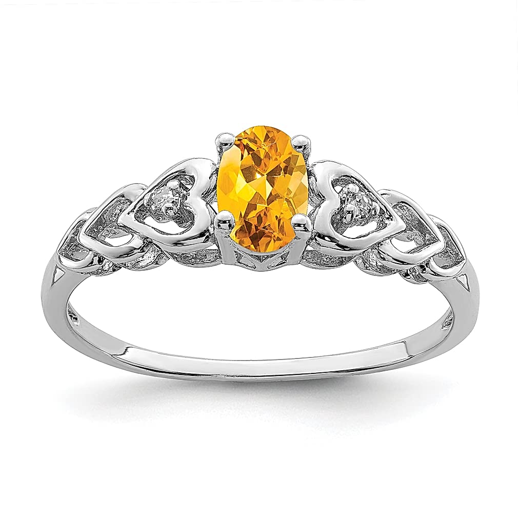 925 Sterling Silver Citrine Diamond Ring - November Birthstone Jewelry for Women | Elegant Fine Jewelry Gift for Her | Perfect for Anniversaries, Birthdays & Special Occasions