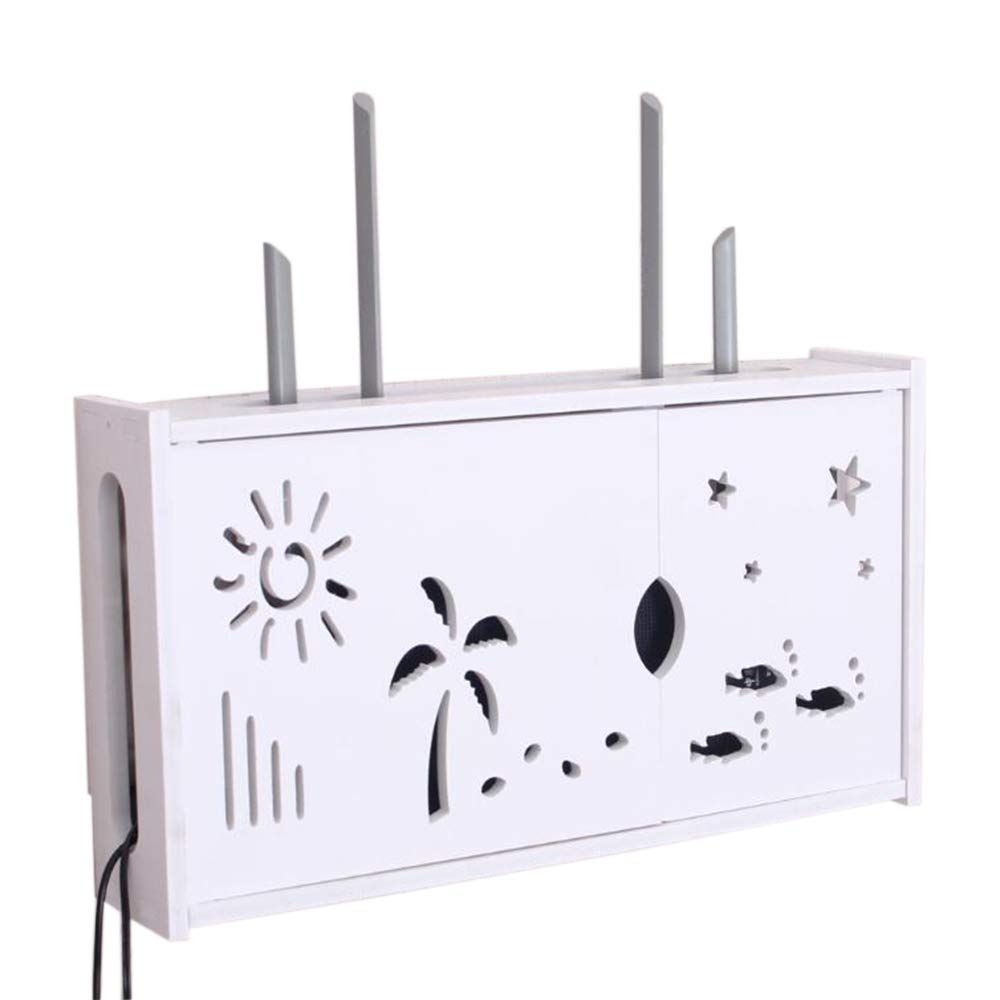Creative Router Storage Box Wall Shelf - Wall-Mounted Decorative Floating Frame (16.1x43.3x49.05 inches) - Perfect for Organizing WiFi Routers, Cable Modems & Home Electronics in Living Rooms, Offices & Bedrooms