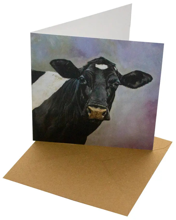 Handmade Friesian Cow Blank Greeting Card - Premium Quality Blank Note Cards for Birthdays, Weddings & Thank You Notes - Perfect for Cow Lovers & Farmhouse Decor