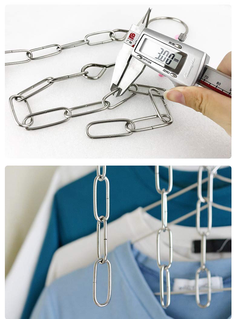Falytemow 6-Pack Stainless Steel Space Saving Hanger Chains - Magic Closet Organizer with Cascading Design for 80% More Storage Space | Perfect for Small Closets, Dorm Rooms & Apartment Living