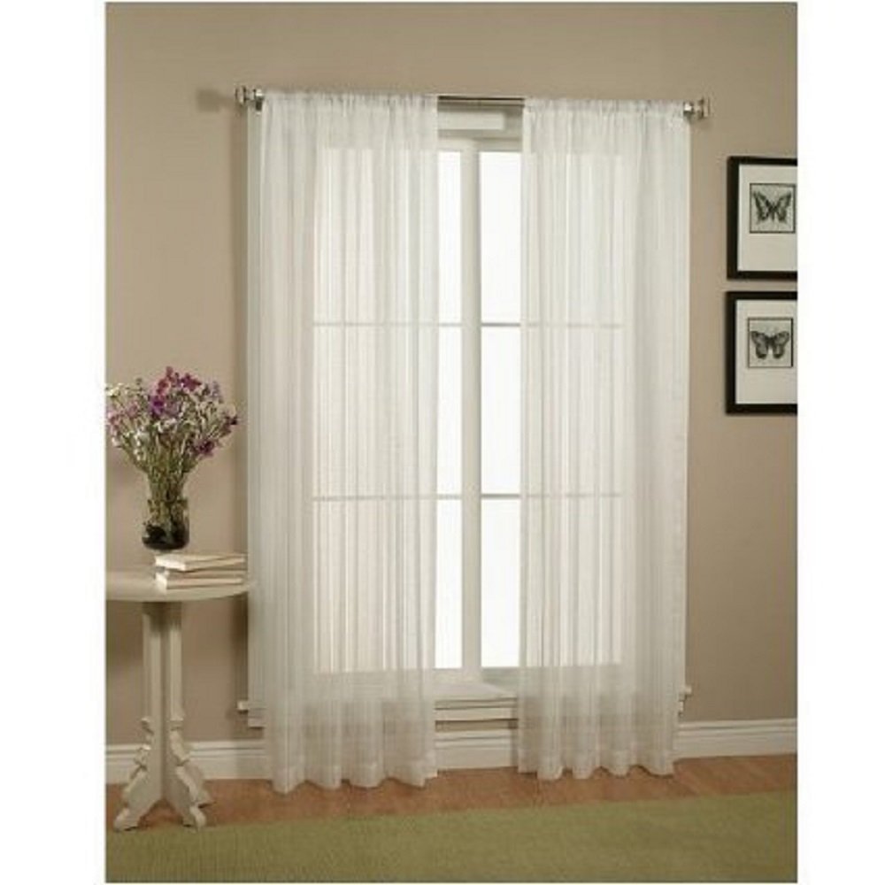Empire Home Solid Pure White Sheer Voile Curtains for Windows - 84
