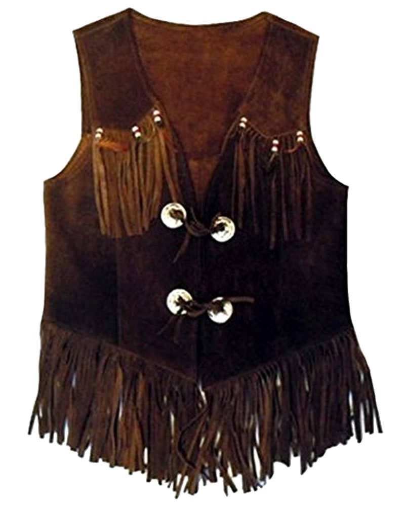 Classyak Women's Western Style Fringe Leather Vest - Cowgirl Fashion Jacket for Rodeo, Country Music Concerts & Western Parties