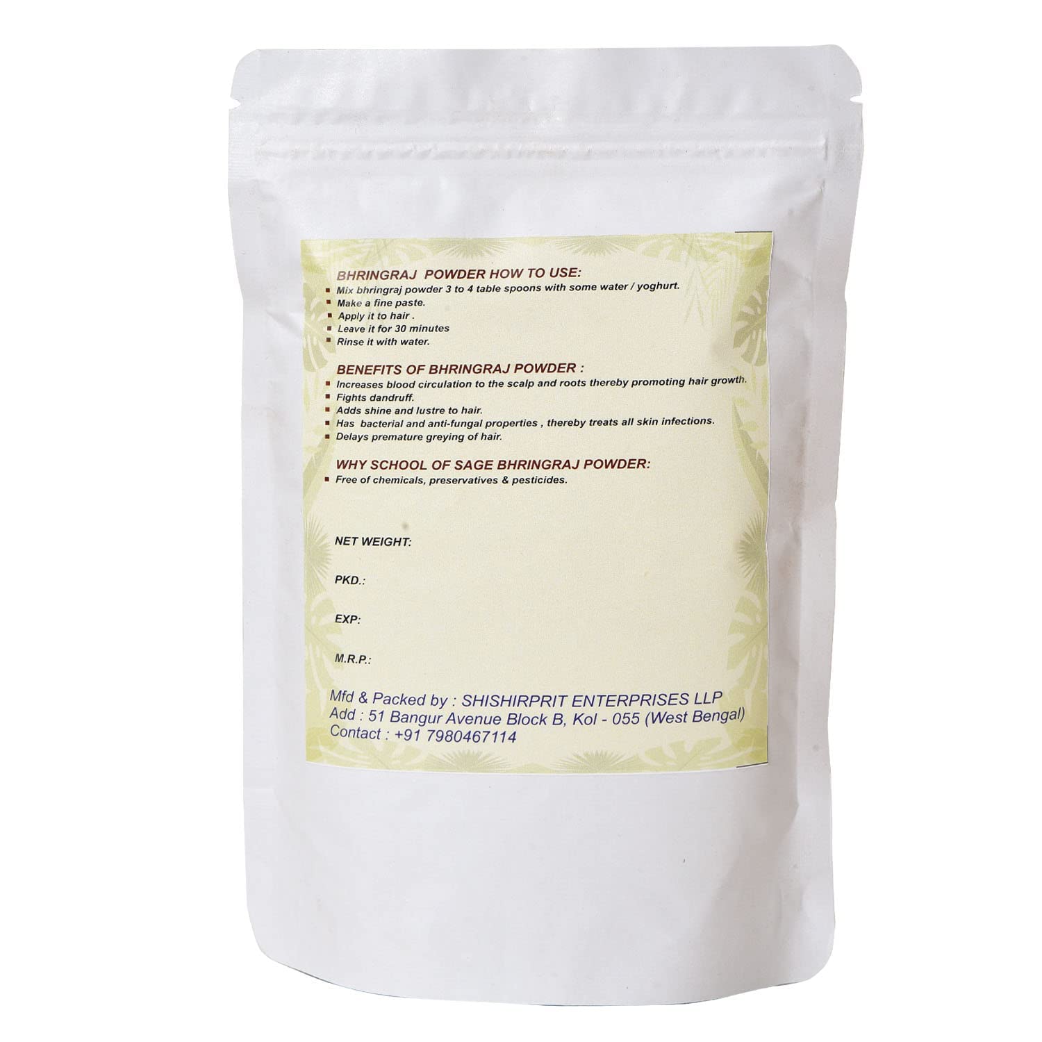 Organic Bhringraj Powder for Hair Growth - 200g (Pack of 1) | Ayurvedic Herbal Treatment for Hair Loss, Dandruff & Scalp Health | Perfect for DIY Hair Masks & Natural Hair Care Routine