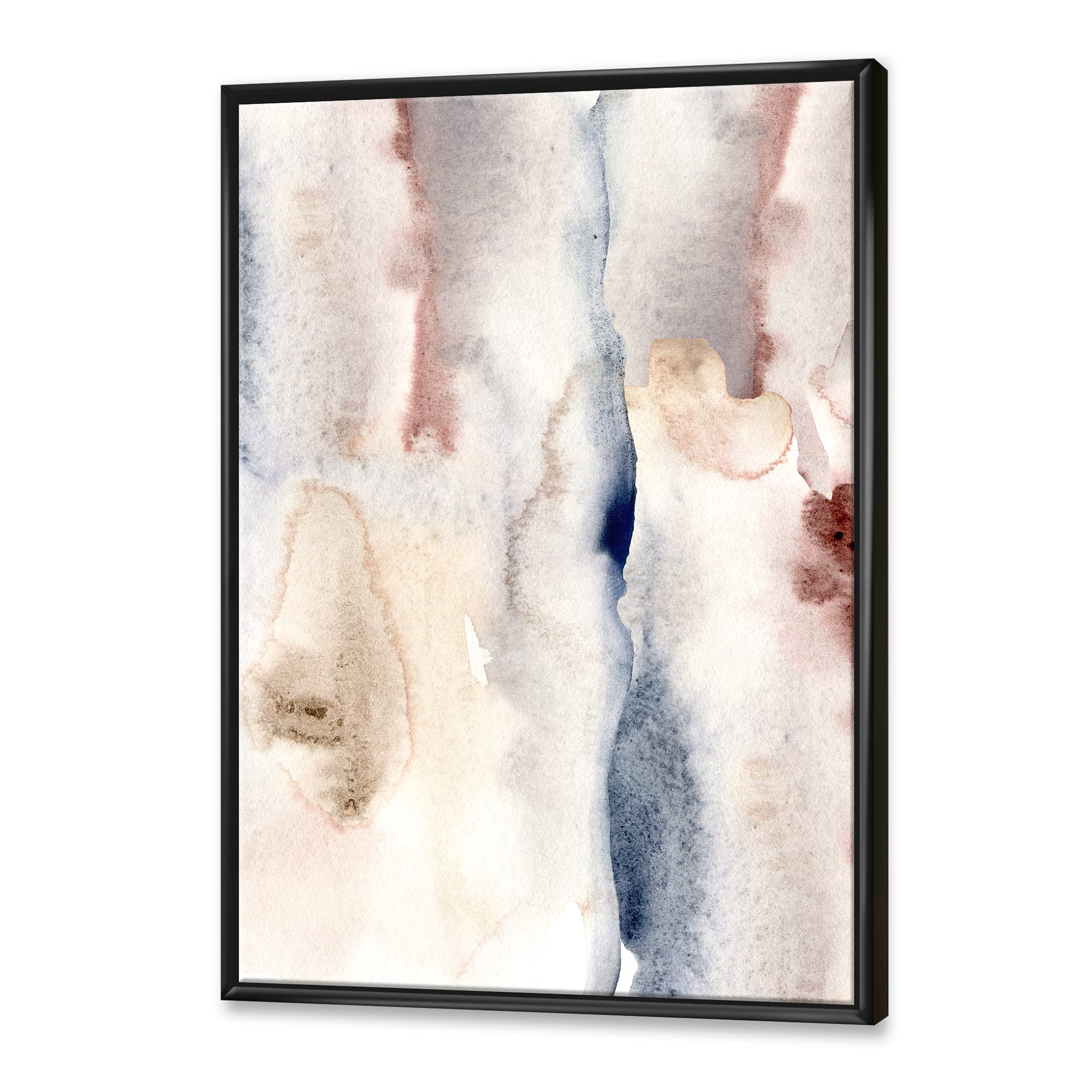 Pastel Abstract Canvas Wall Art with Dark Blue, Pink & Gray Spots - Modern Framed Print for Living Room, Bedroom & Office Decor