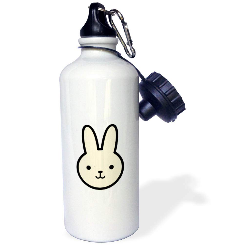 3D Rose Cute Cartoon Bunny Sports Water Bottle - 21oz Insulated Stainless Steel Water Bottle for Kids & Adults - Perfect for Gym, Hiking, School & Outdoor Activities - White