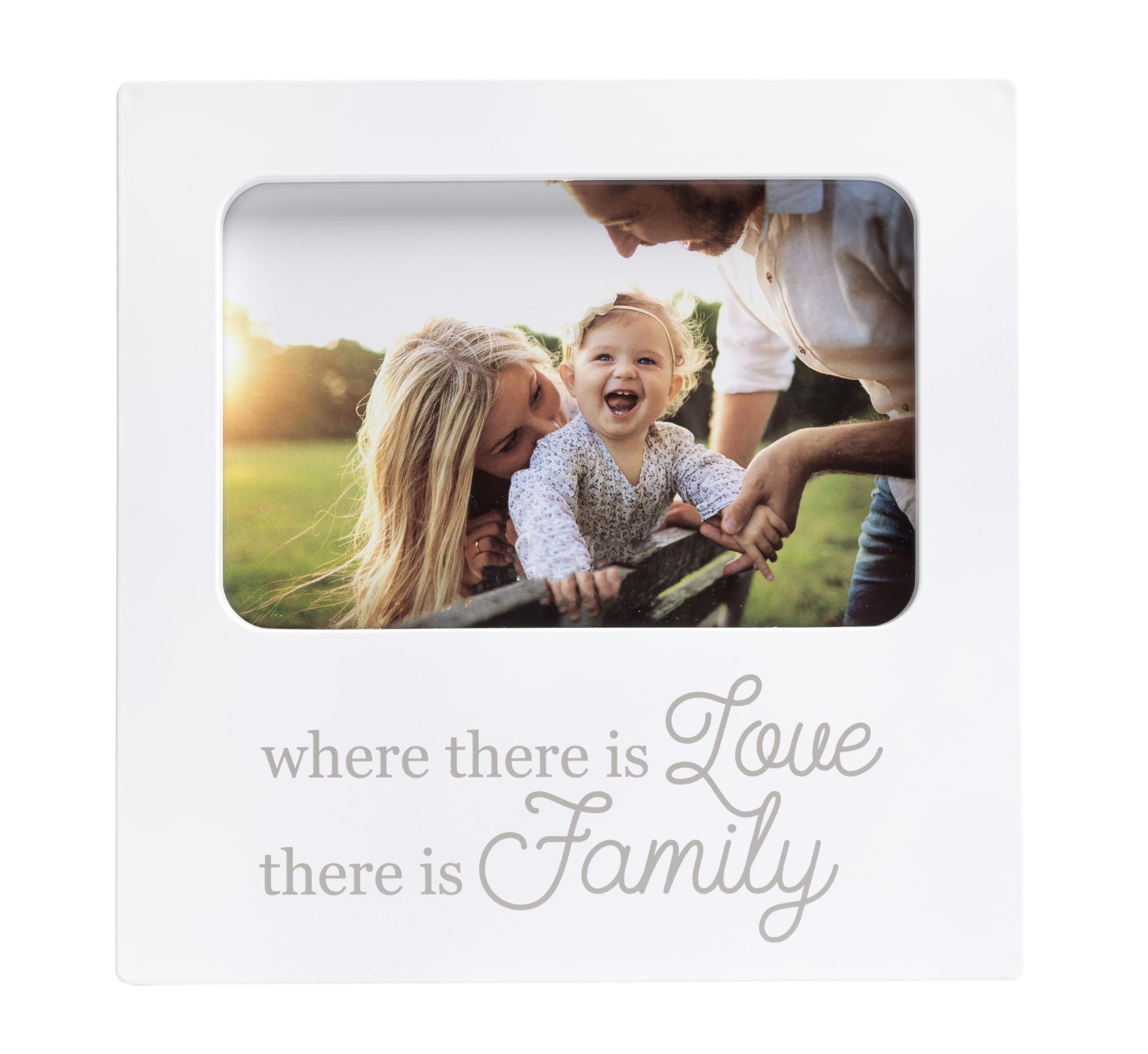 Kate & Milo White Family Photo Keepsake Frame - Perfect New Baby Gift, New Mom Present & Expecting Parents Gift - 'Where There Is Love There Is Family' Picture Frame - Ideal for Nursery Decor, Baby Showers & Family Home Display