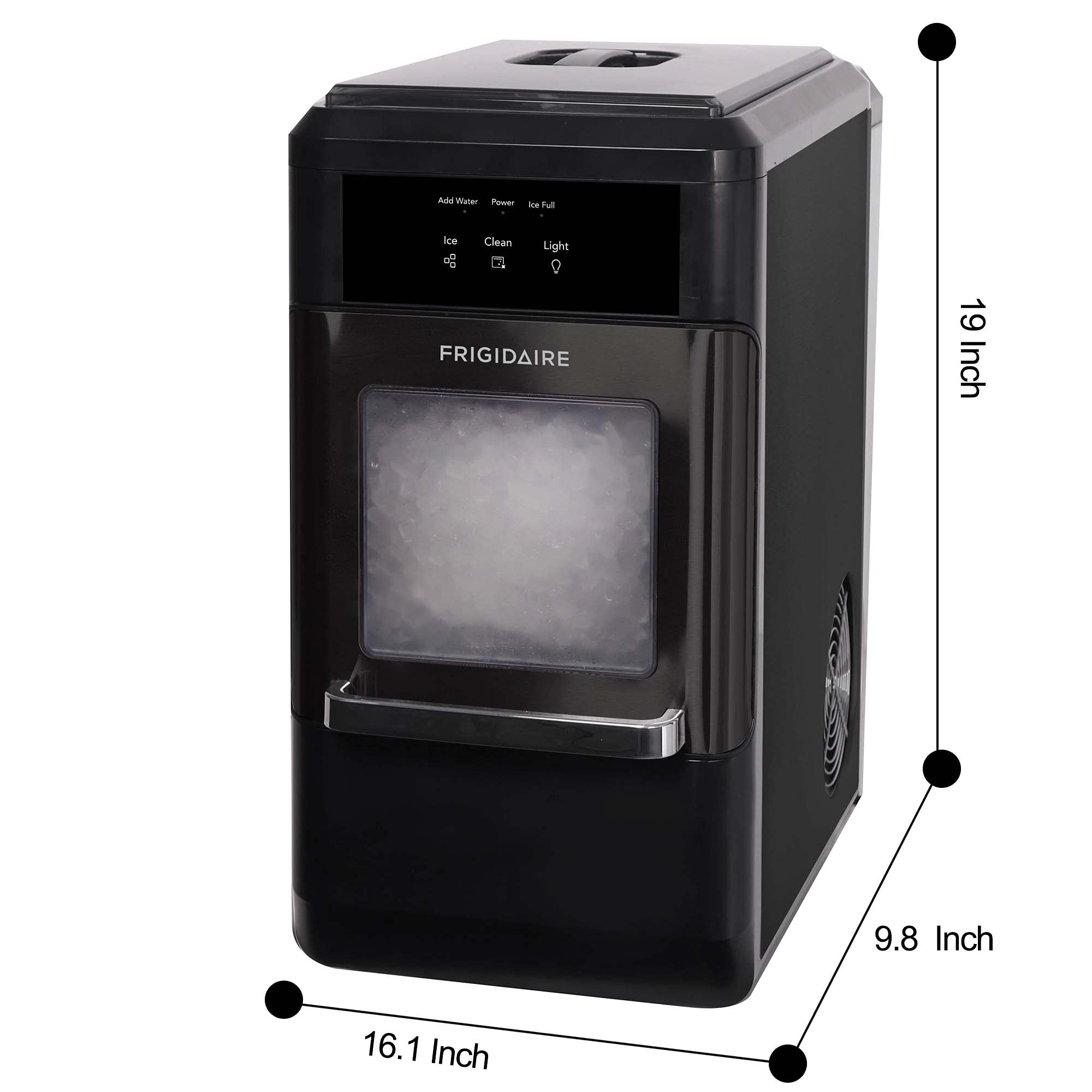 Frigidaire EFIC237 Black Stainless Countertop Nugget Ice Maker - 44lbs Daily Output, Perfect for Cocktails, Sodas & Home Use