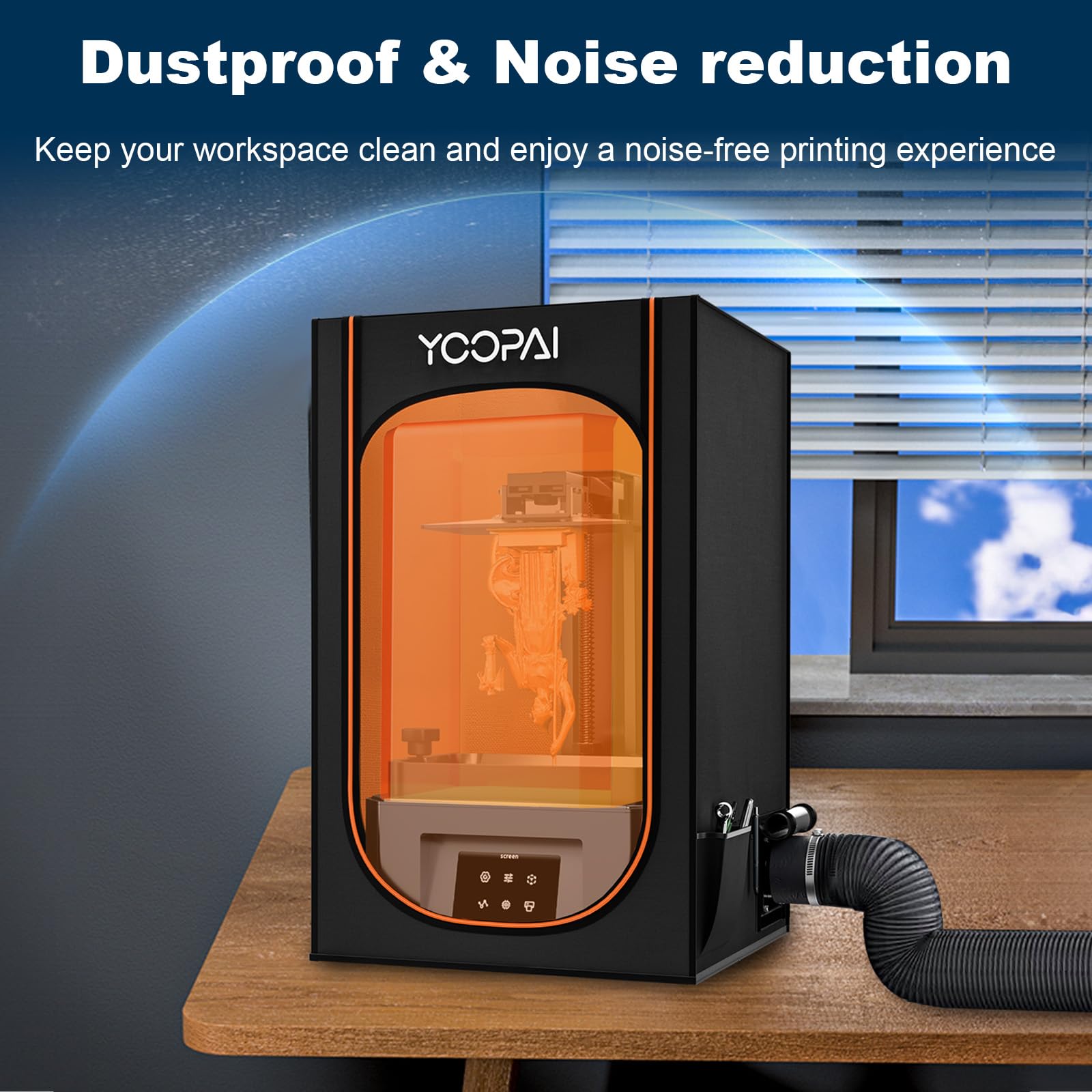 Vented 3D Printer Enclosure Tent Cover - Dustproof & Noise Isolating with Ventilation System for Resin 3D Printers | Eliminates Odors & Protects from Dust | Compatible with Creality, Anycubic, Elegoo LCD UV Resin 3D Printers | Perfect for Home Studios, Workshops & Office Use