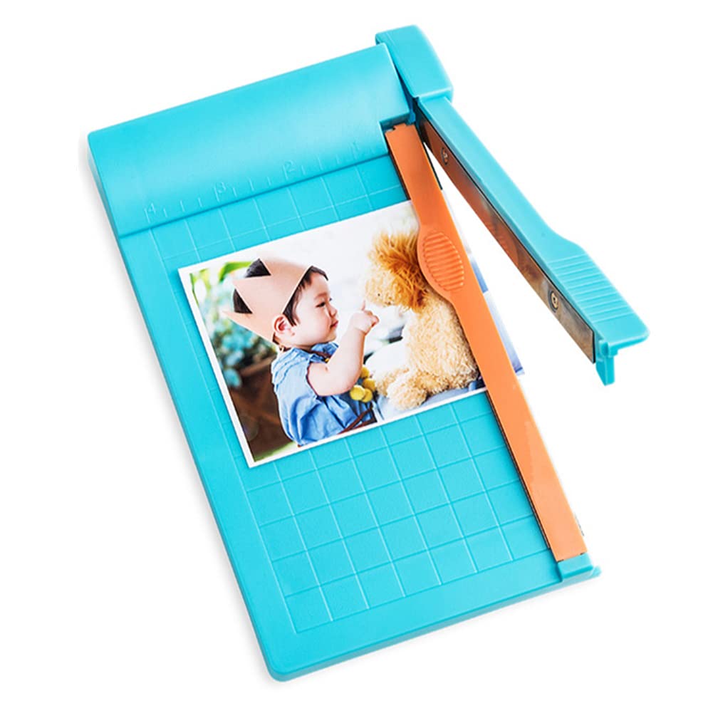 iKASUS Mini Paper Cutter with Grid Lines & Scale - Guillotine Trimmer for Cardstock, Cardboard, Laminating Sheets & Photo Labels | Perfect for Office, School, Photo Studio & Craft Projects | DIY Scrapbooking, Card Making & Document Organization