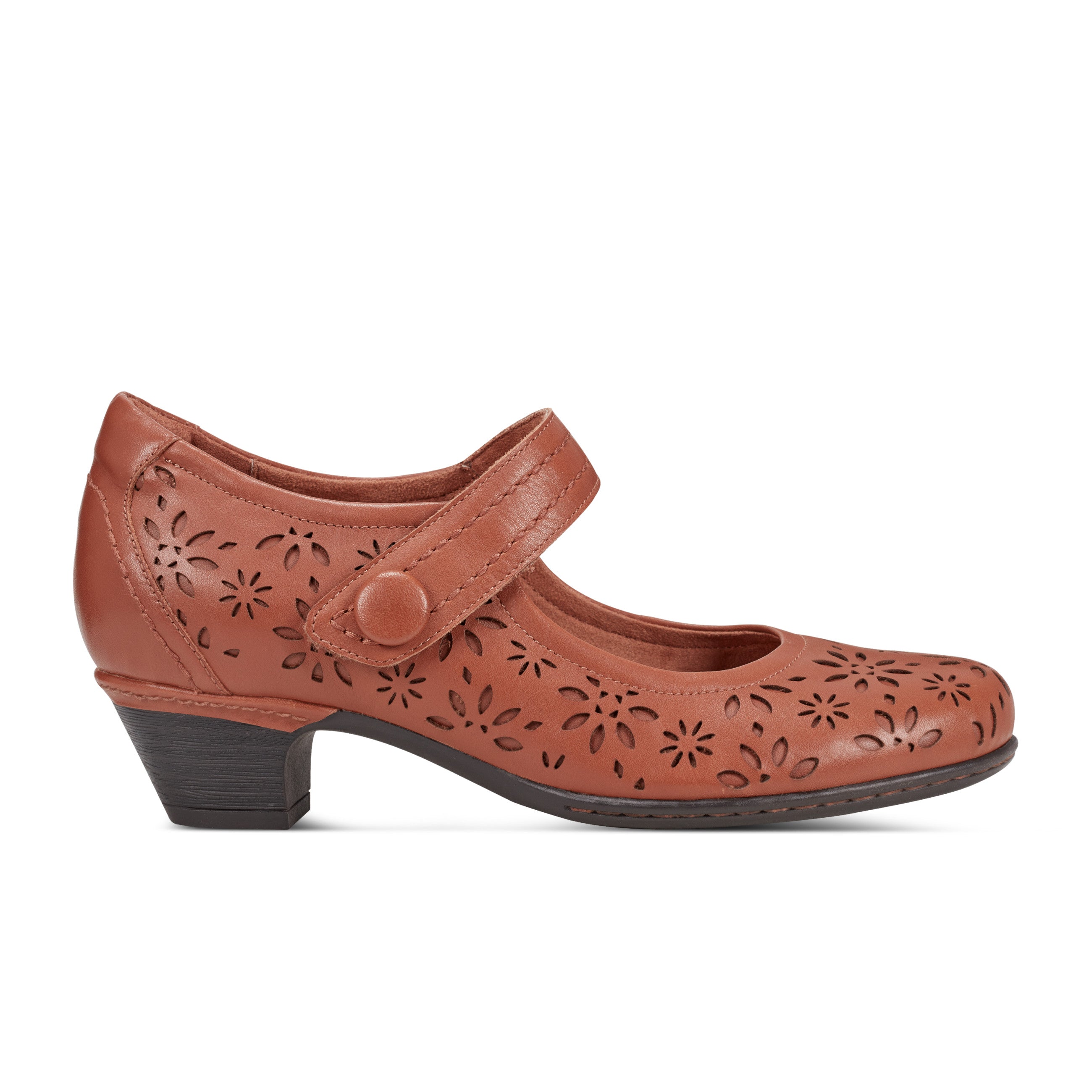 Stylish Women's Alesia Perforated Mary Jane Heels - Comfortable Low Block Heel Dress Shoes for Work, Party & Special Occasions