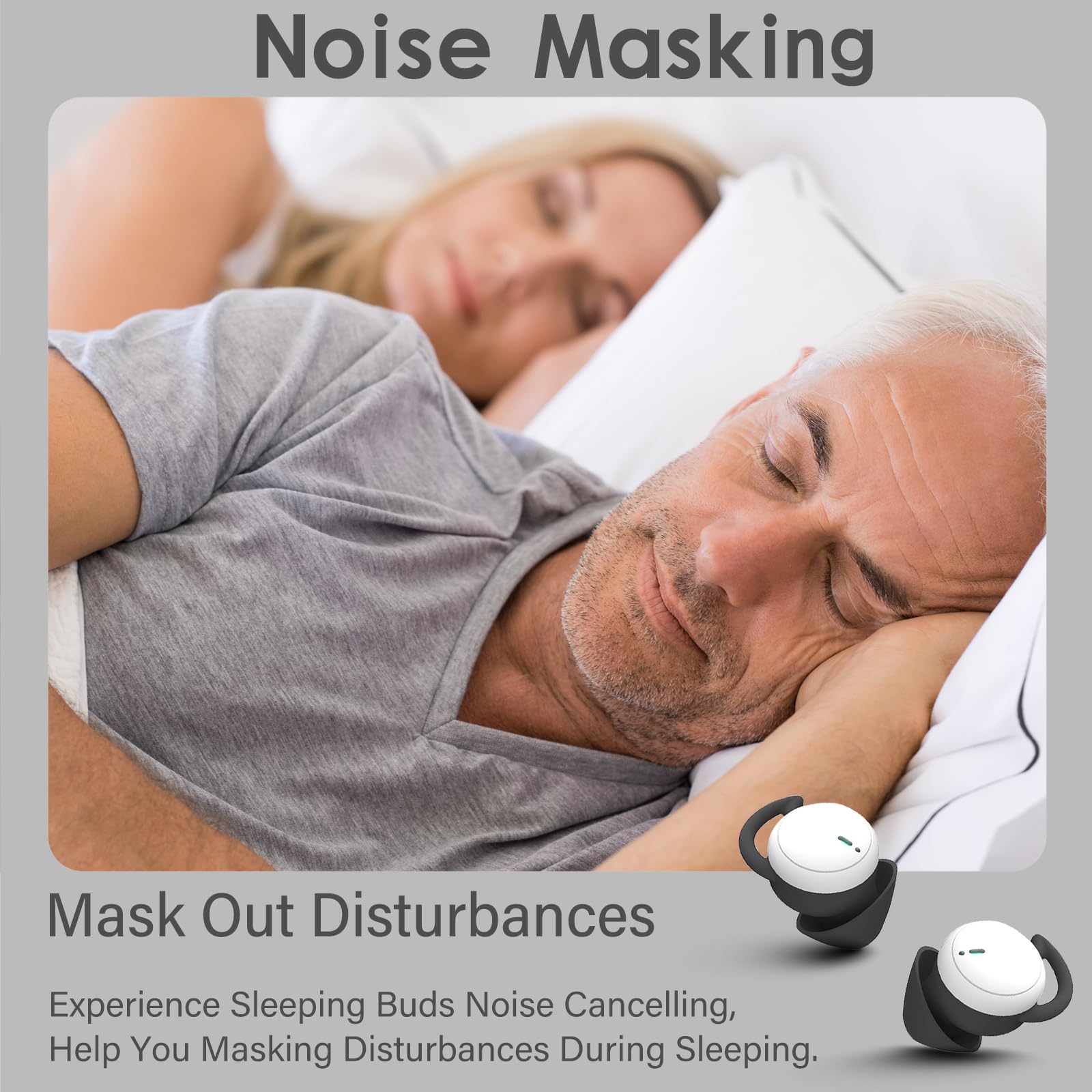 Wireless Bluetooth Sleep Earbuds for Side Sleepers - Ultra Soft Noise Cancelling Flat Earbuds for Sleeping, Painless Comfort for Small Ears (Black) | Perfect for Nighttime Relaxation, Travel & Office Naps