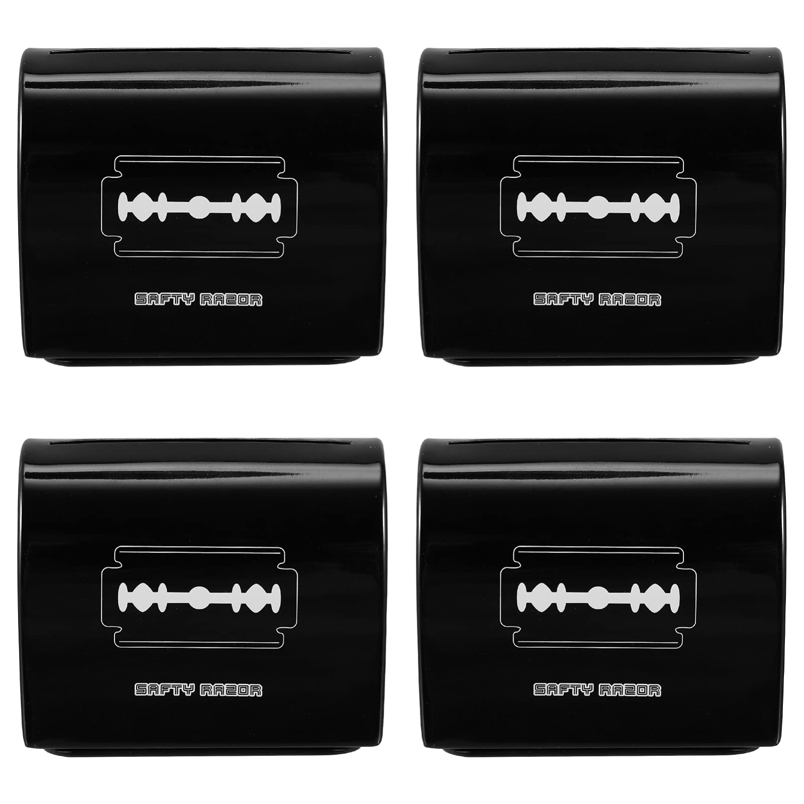 Minkissy 4 Pack Razor Blade Disposal Case - Safe Storage Container for Used Safety Razor Blades - Black | Perfect for Home, Salon, and Travel Use
