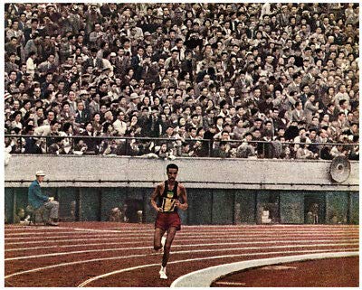 1964 Tokyo Olympics Original Lobby Card - Vintage Runner on Track Memorabilia - Perfect for Sports Collectors & Olympic History Enthusiasts