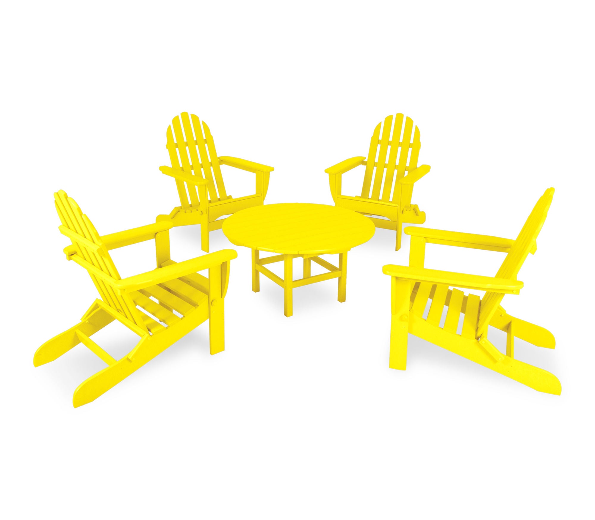 POLYWOOD Classic Folding Adirondack 5-Piece Outdoor Patio Conversation Set - Perfect for Backyard, Poolside, and Garden Relaxation