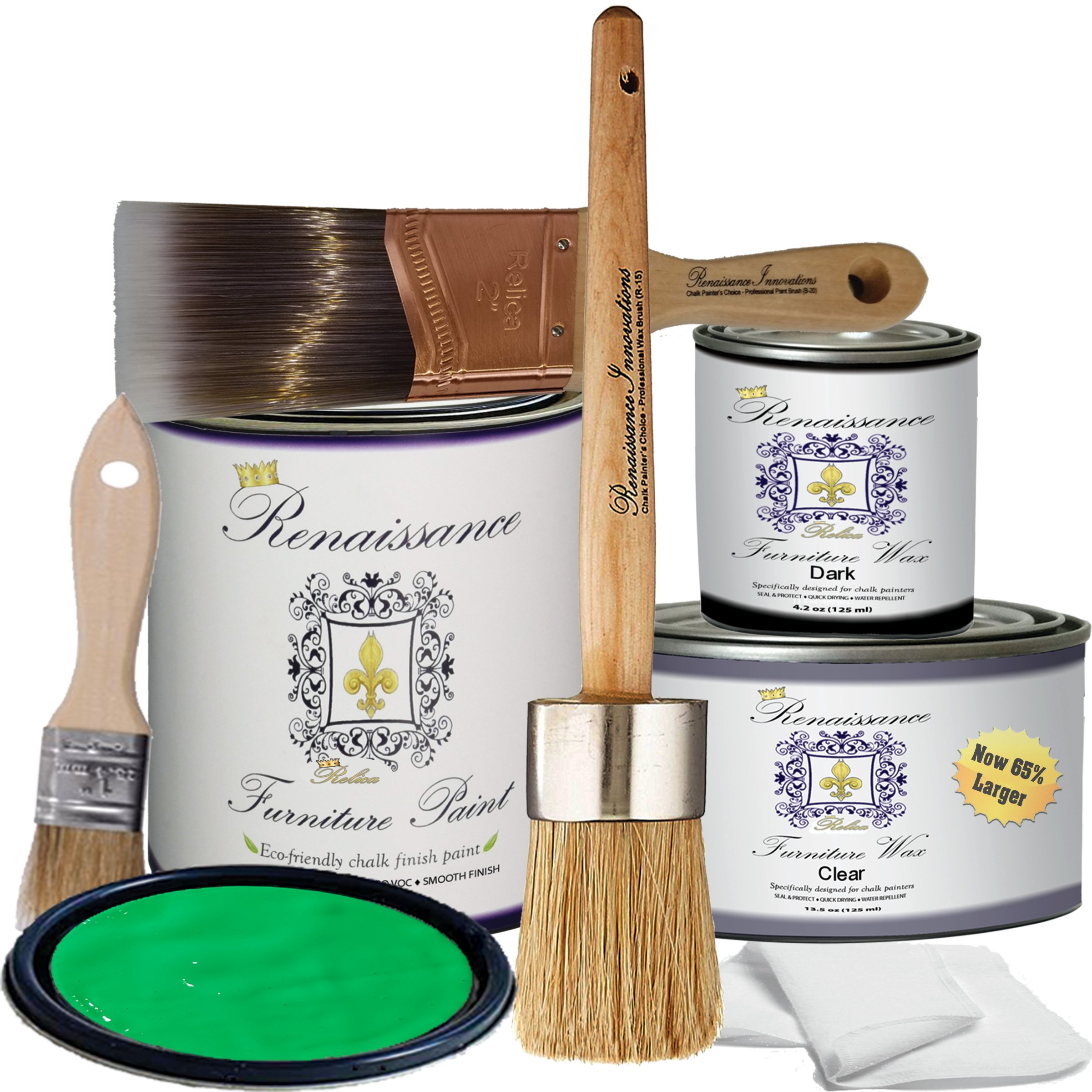 Retique It Chalk Furniture Paint by Renaissance Deluxe Starter Kit - 47 Jade Green (Perfect for DIY Furniture Makeovers, Cabinets & Home Decor Projects)