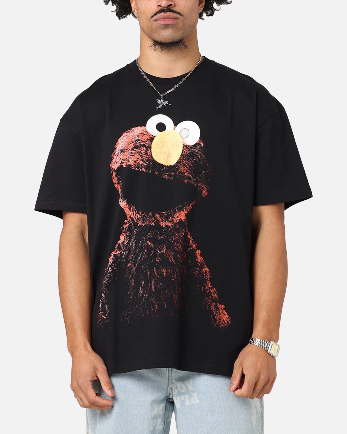 Sesame Street Elmo Graphic T-Shirt for Men & Women - Heavy Cotton Vintage Tee - Black - Perfect for Casual Wear, Cosplay & Street Fashion