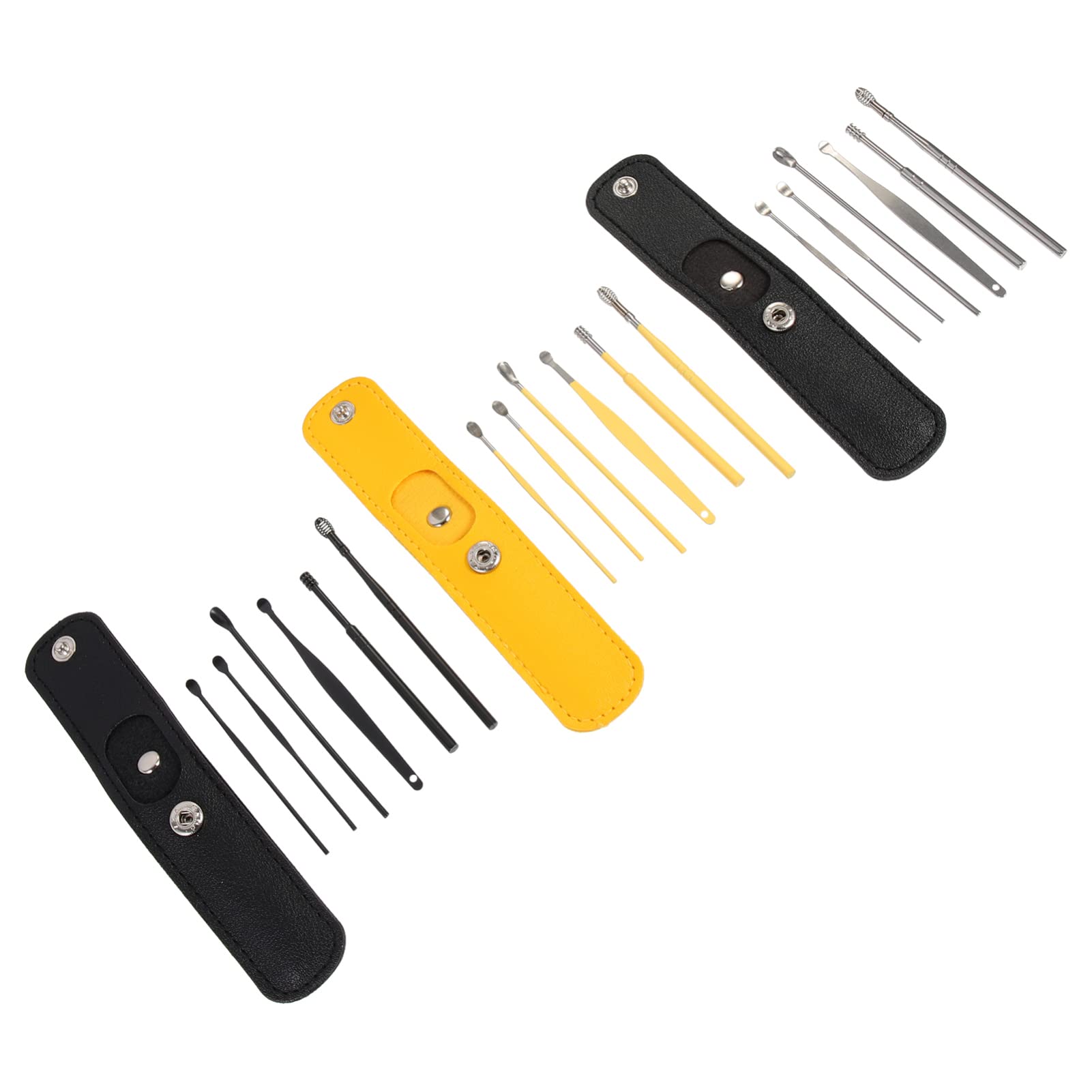 GLEAVI Earwax Removal Kit - 3 Stainless Steel Ear Cleaner Tools with PU Case for Safe Ear Care at Home