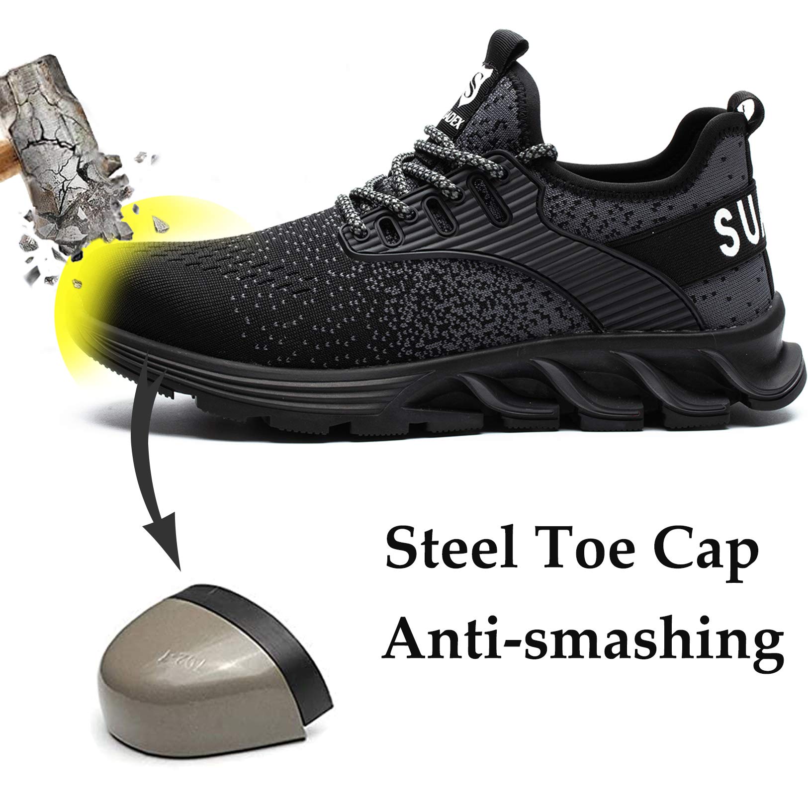 SUADEX Steel Toe Sneakers for Men & Women - Indestructible Work Safety Shoes with Lightweight Comfort & Slip-Resistant Composite Toe | Perfect for Construction, Warehouse & Industrial Work
