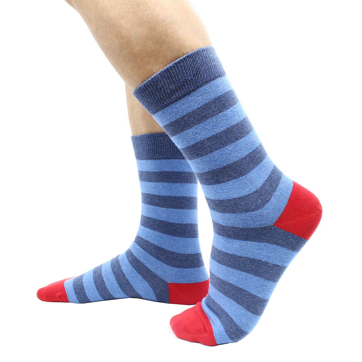 Funny Men's Dress Socks - Colorful Striped Cotton Novelty Socks (Size 10-13) - Pack of Fun Pattern Casual Socks for Office, Party & Gifts