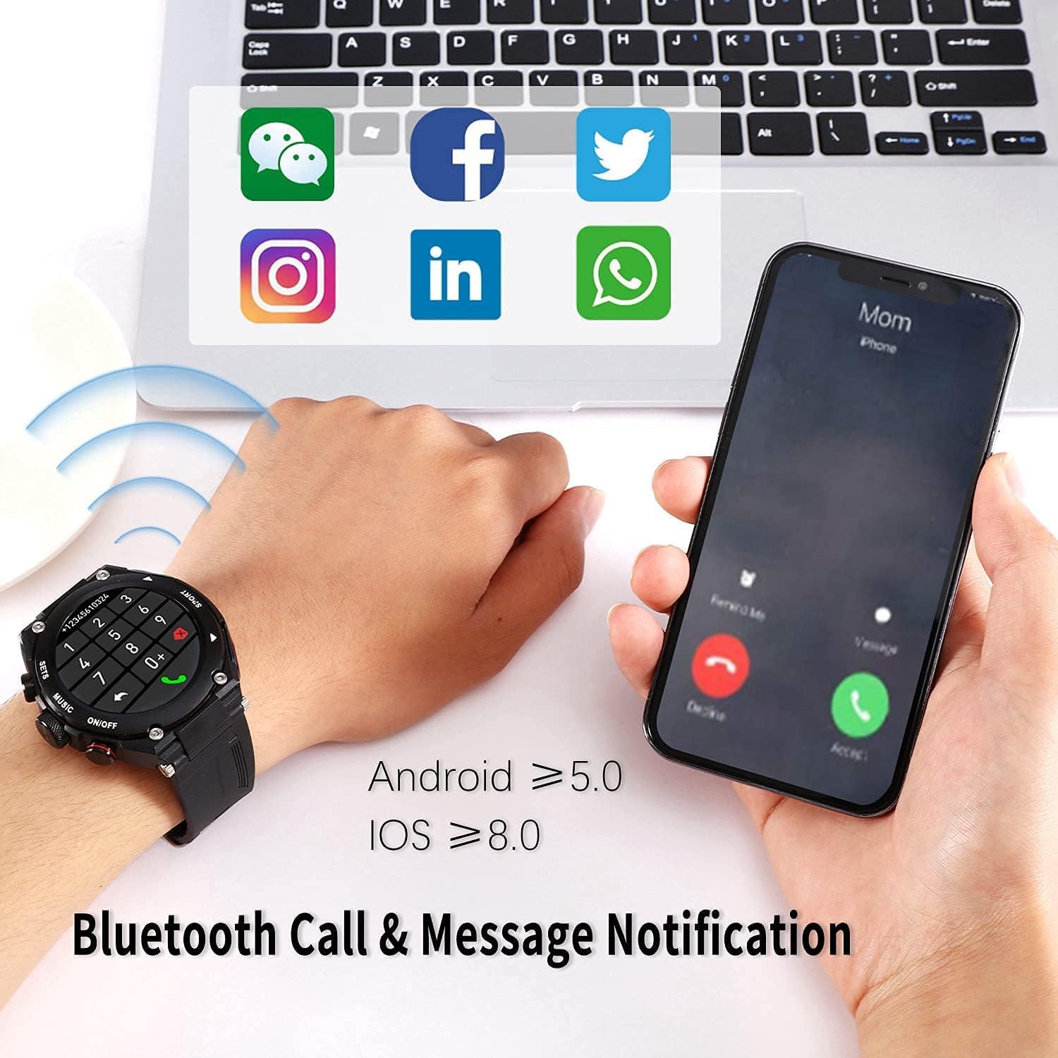 CISIYOO Smart Watch with Bluetooth Headphones - 1.28