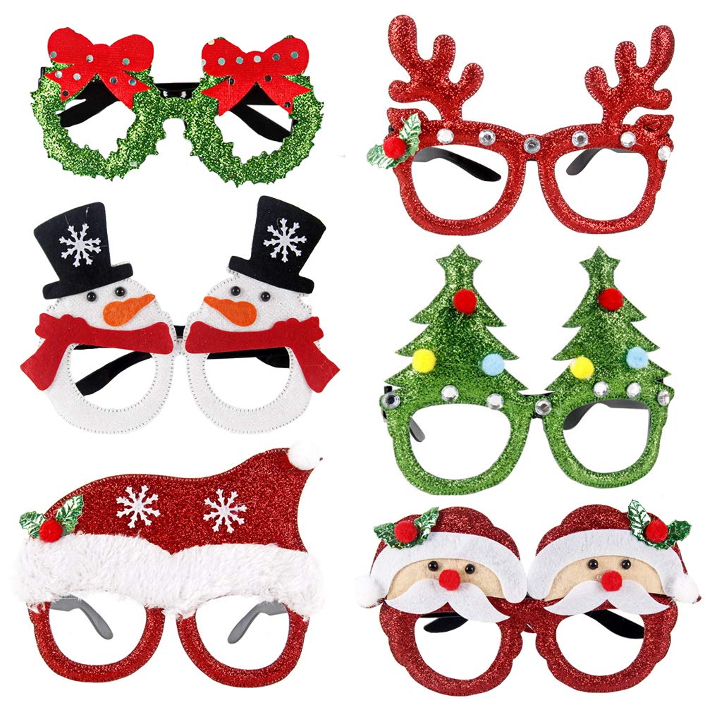 Festive Christmas Party Glasses - Merry Xmas Reindeer & Santa Hat Eyewear for Holiday Celebrations - Perfect for Christmas Parties, Office Events & Family Gatherings