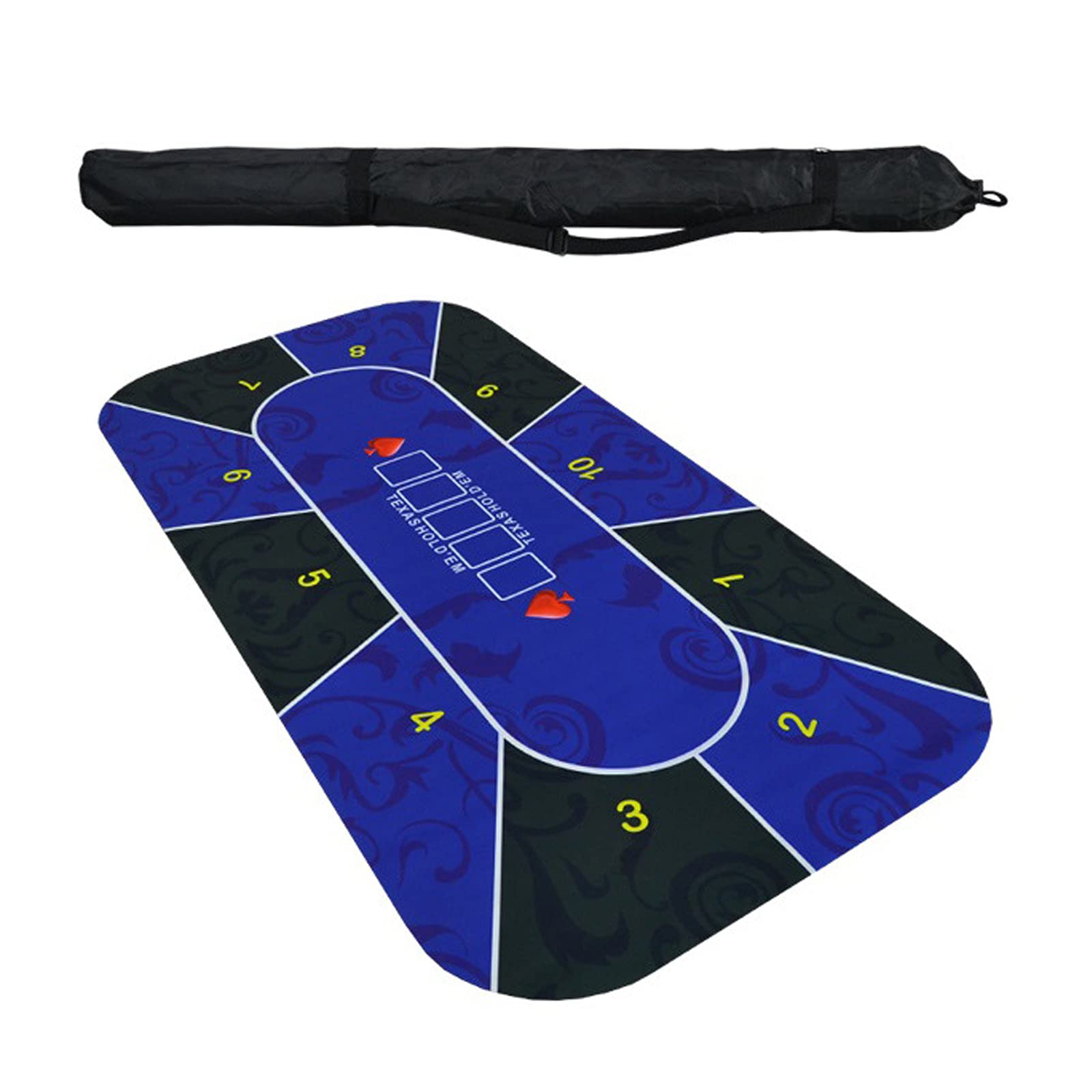 Premium Portable Rubber Poker Mat for Texas Hold'em - 48x24in/72x36in Non-Slip Table Topper with Art Deco Design | Noise Reducing Smooth Surface | Perfect for Home Game Nights, Casino Parties & Poker Tournaments