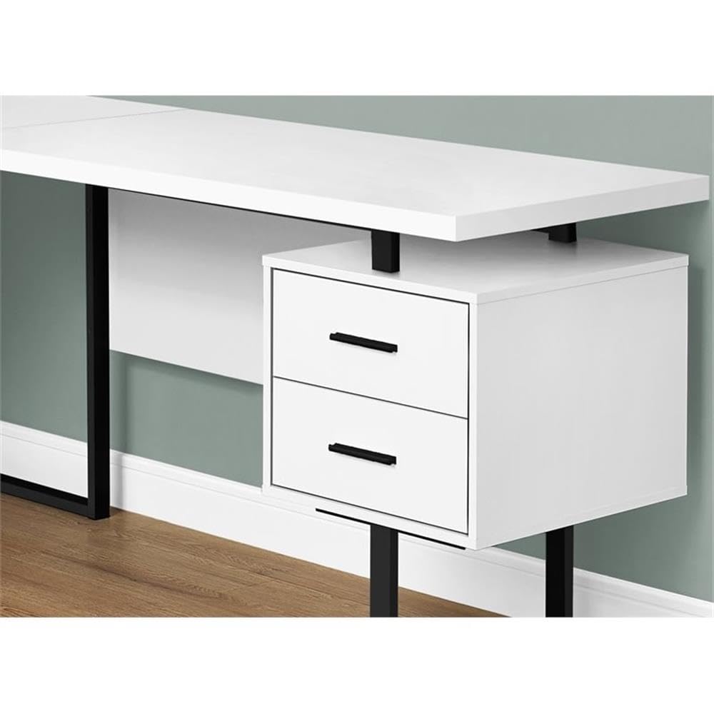 Reversible L-Shaped Corner Computer Desk in White & Black - Space-Saving Home Office Desk for Small Rooms & Gaming Setups | Pemberly Row