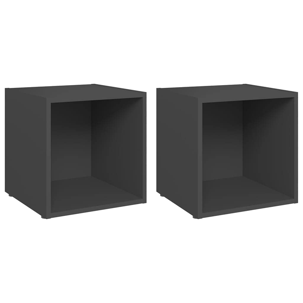 Modern Gray TV Stand Cube Organizer with Storage Compartments - 2-Piece Set (14.6