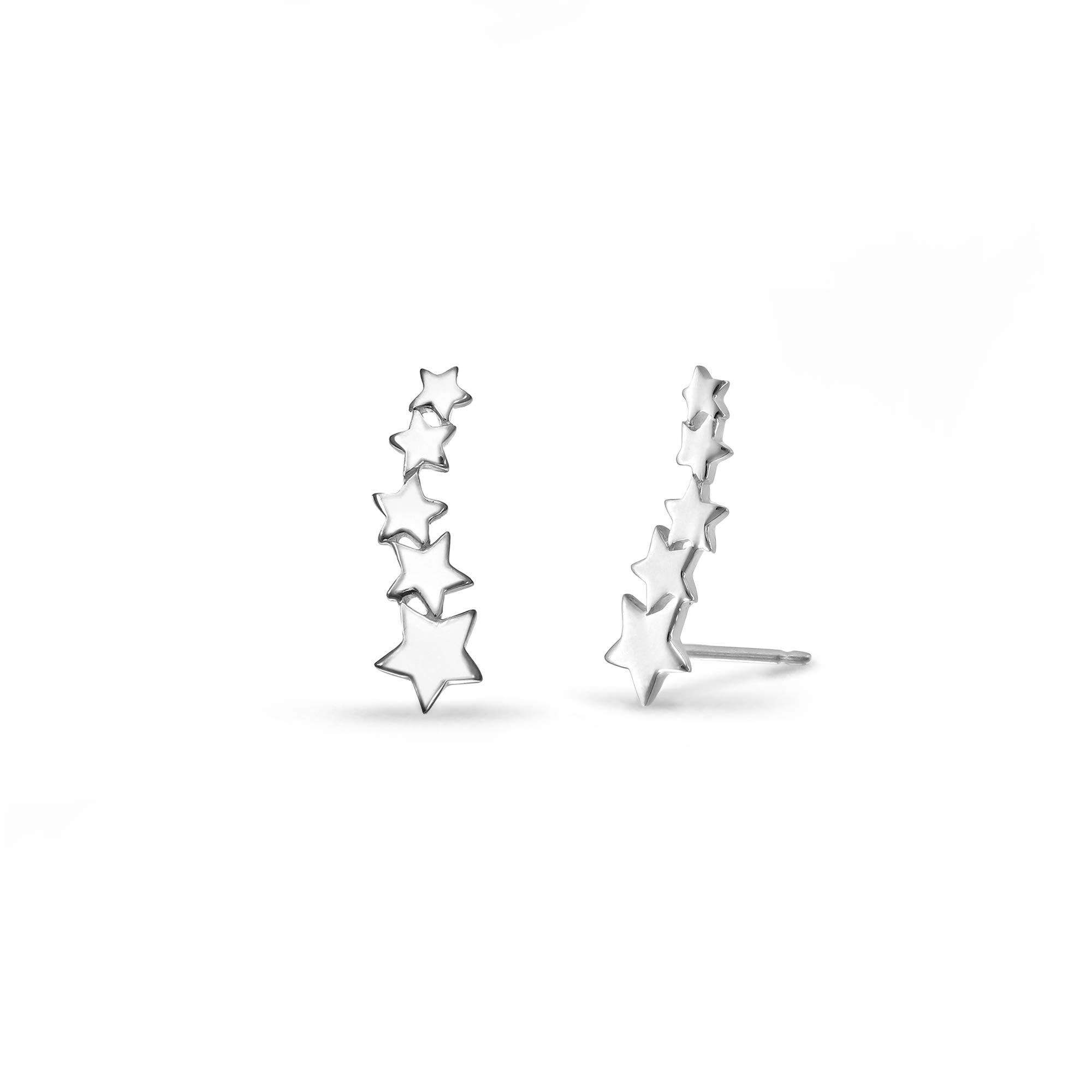 Boma Jewelry Sterling Silver Star Ear Crawler Earrings – Dainty & Elegant Hoop Earrings for Women | Perfect for Parties, Date Nights & Everyday Wear