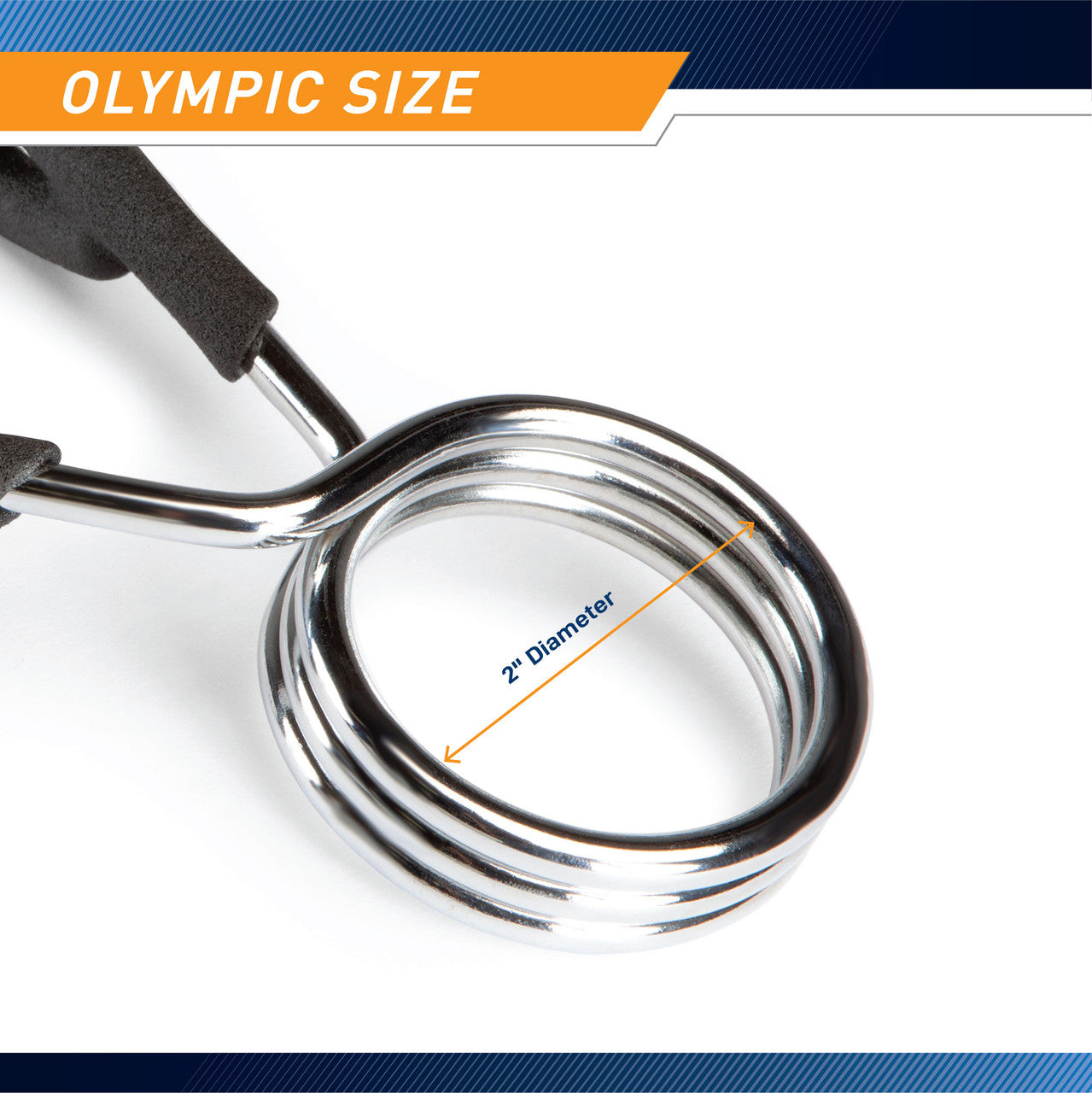 2-Pack Olympic Bar Spring Clip Collars - Marcy OBC 3 Weightlifting Collars for Secure Gym Workouts - Perfect for Powerlifting, CrossFit & Home Gym Training