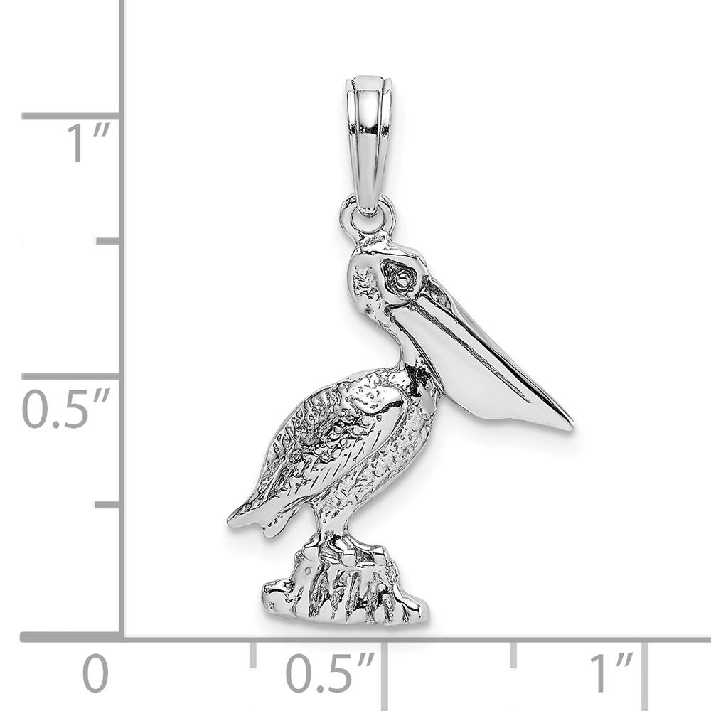 14K White Gold White Pelican Standing Charm Pendant - Elegant Jewelry Gift for Women, Perfect for Birthdays, Anniversaries & Special Occasions