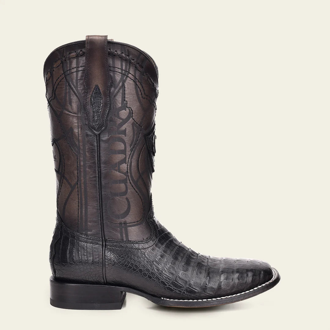 Premium Men's Cuadra Black Cowboy Rodeo Boots - Genuine Caiman Leather Western Boots for Rodeo, Country Dancing & Outdoor Adventures