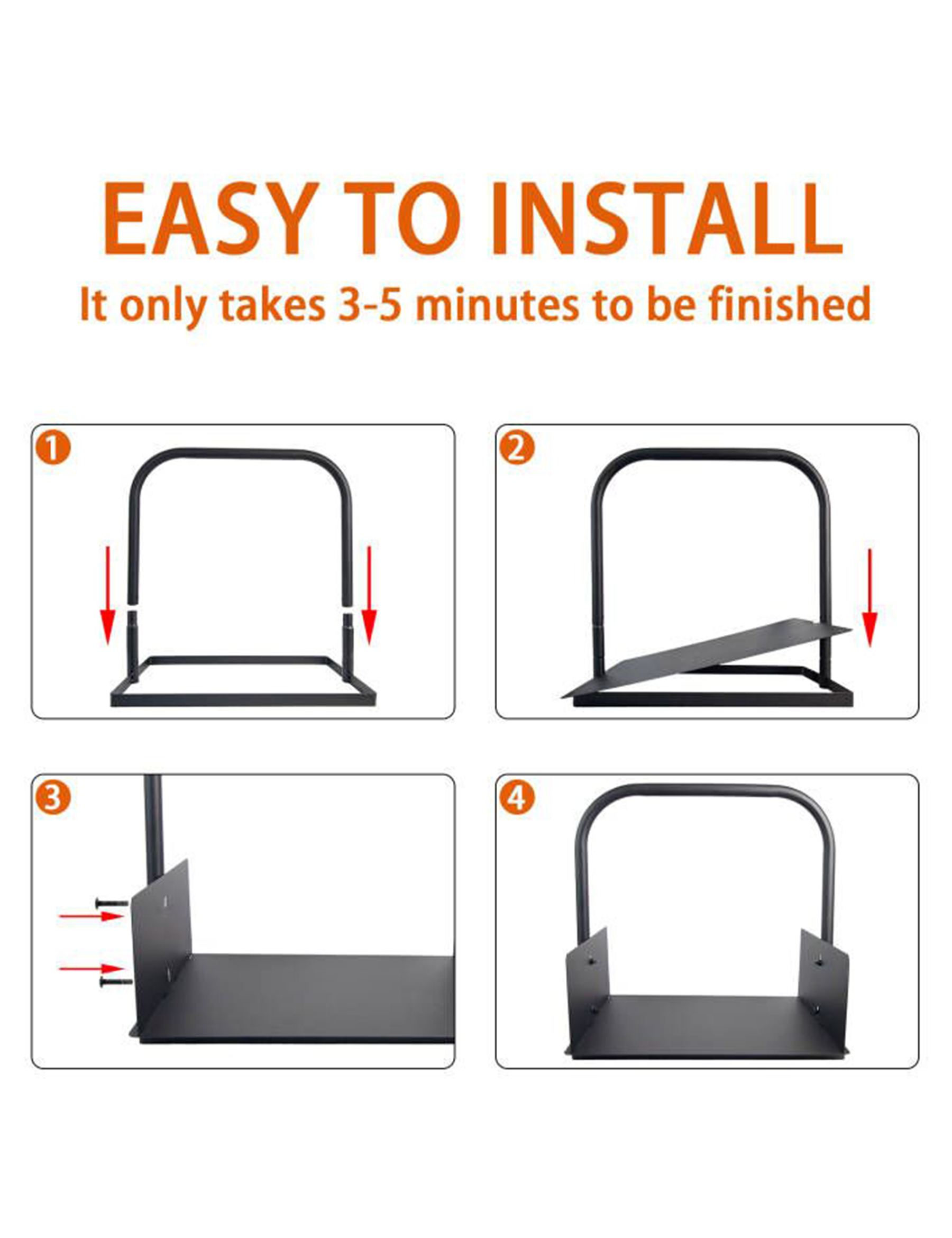 VODA Firewood Handle Rack - Indoor & Outdoor Log Holder Carrier for Fireplace, Camping, and Patio Use