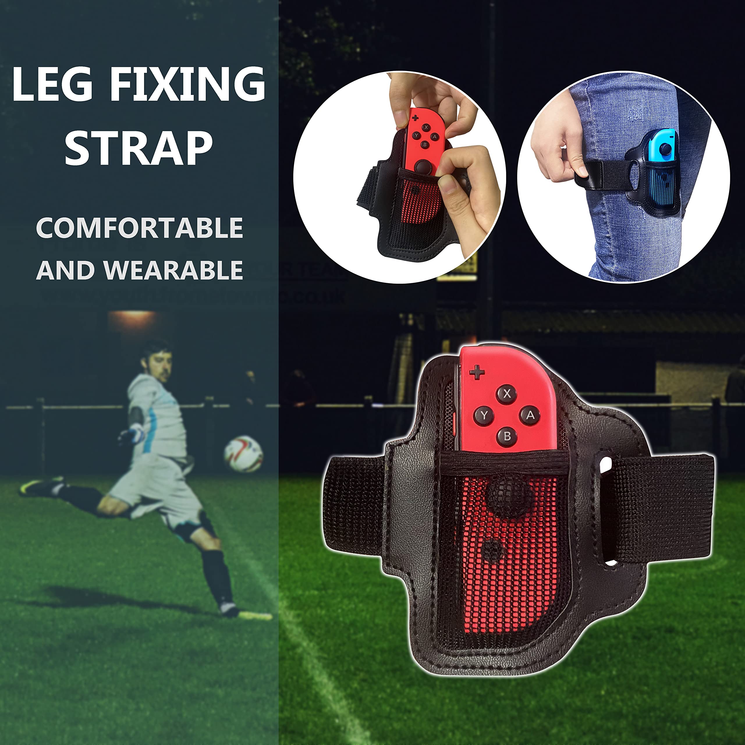 Nintendo Switch Sports Leg Strap - Adjustable Elastic Band for Soccer & Ring Fit Adventure, Compatible with Switch OLED Model (4 Pack) - Perfect for Active Gaming & Fitness Workouts