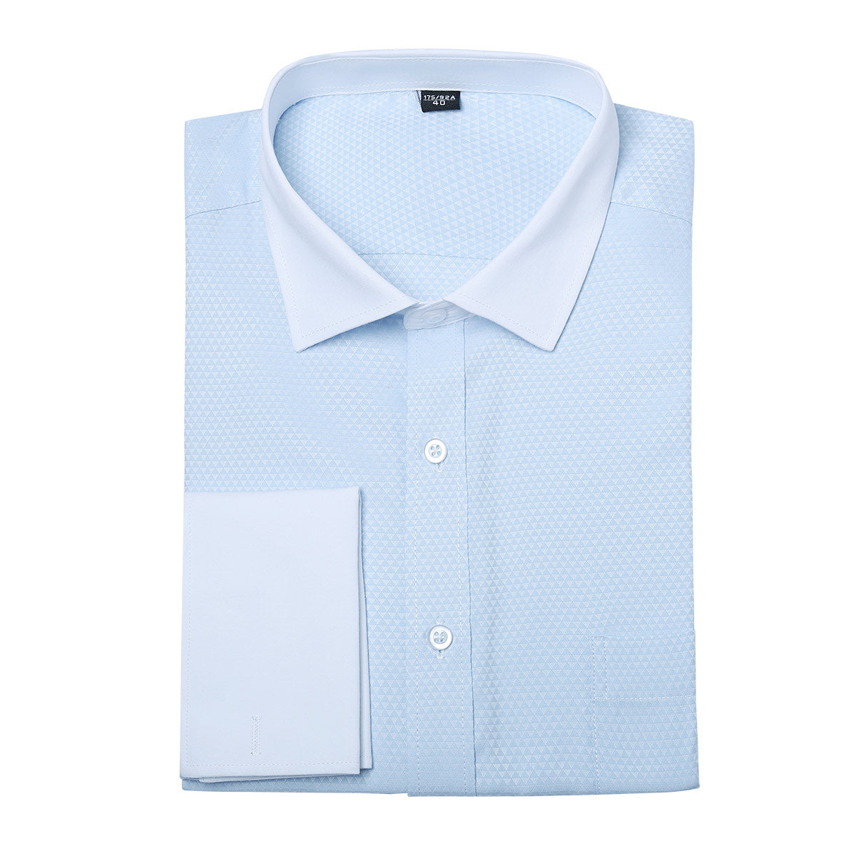 Men's Slim Fit Button Down Dress Shirt - Light Blue Striped Checked Formal Shirt for Office, Business, Wedding & Special Occasions